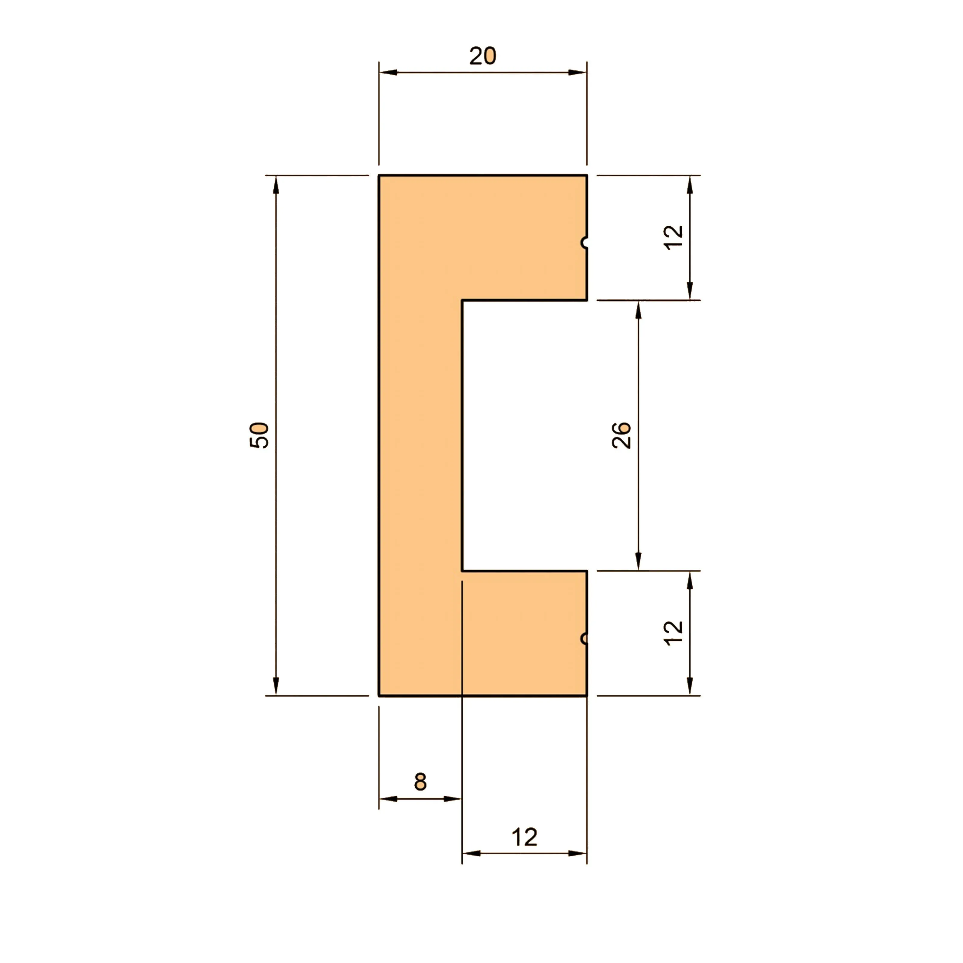 120ml bancale di Battiscopa SQUADRATO BIANCO Passacavo 50x20x2000mm in POLIMERI