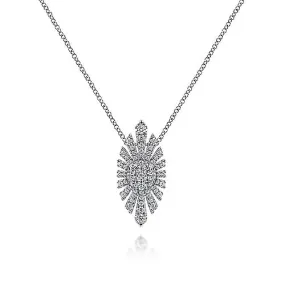 14K White Gold Diamond Pendant Necklace