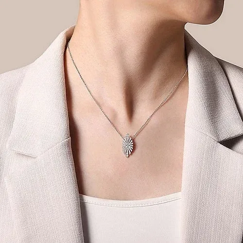 14K White Gold Diamond Pendant Necklace