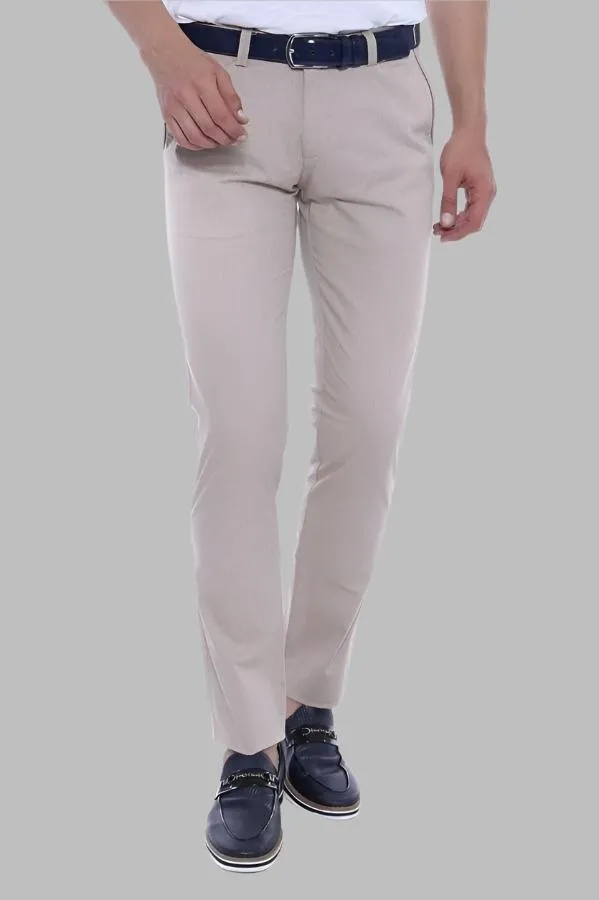 5 Pockets Patterned Men Beige Pants - Wessi