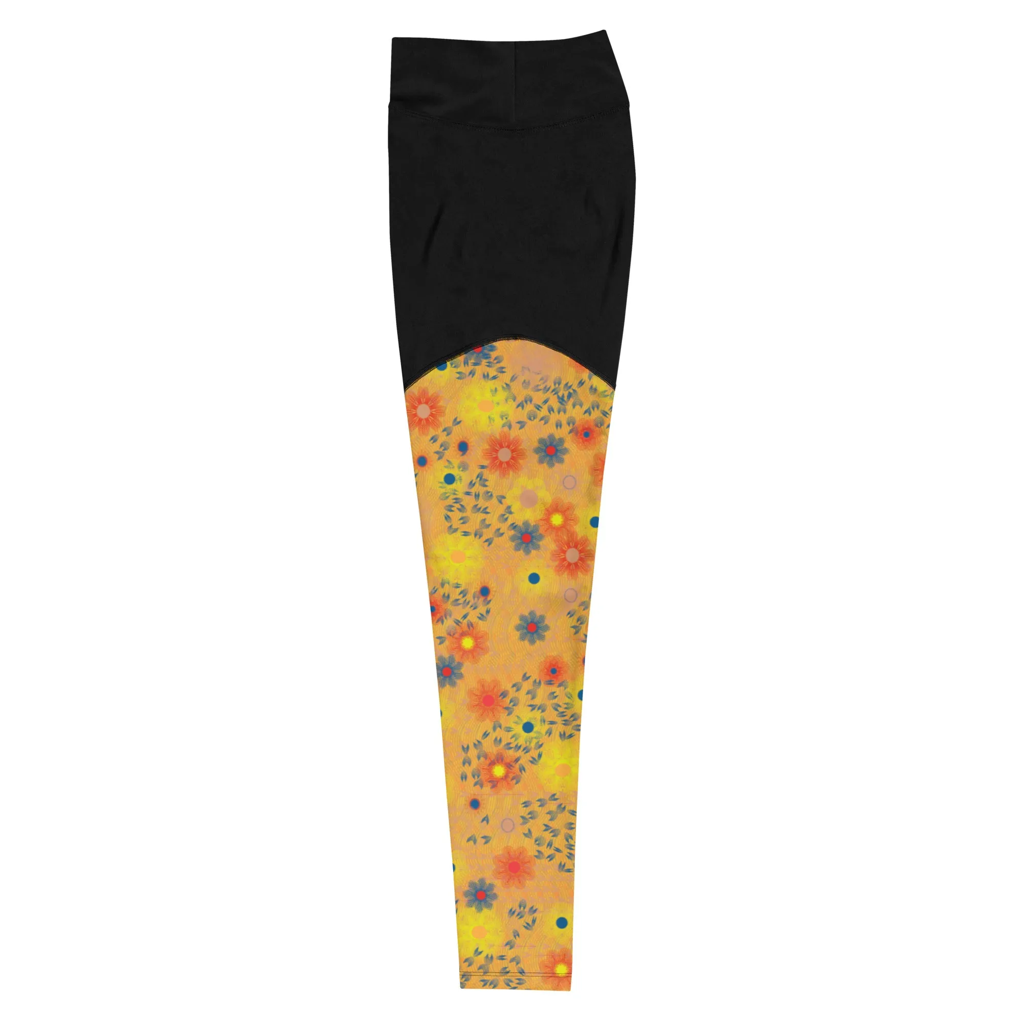 Arc Series- Arc Floral yellow Sports Leggings