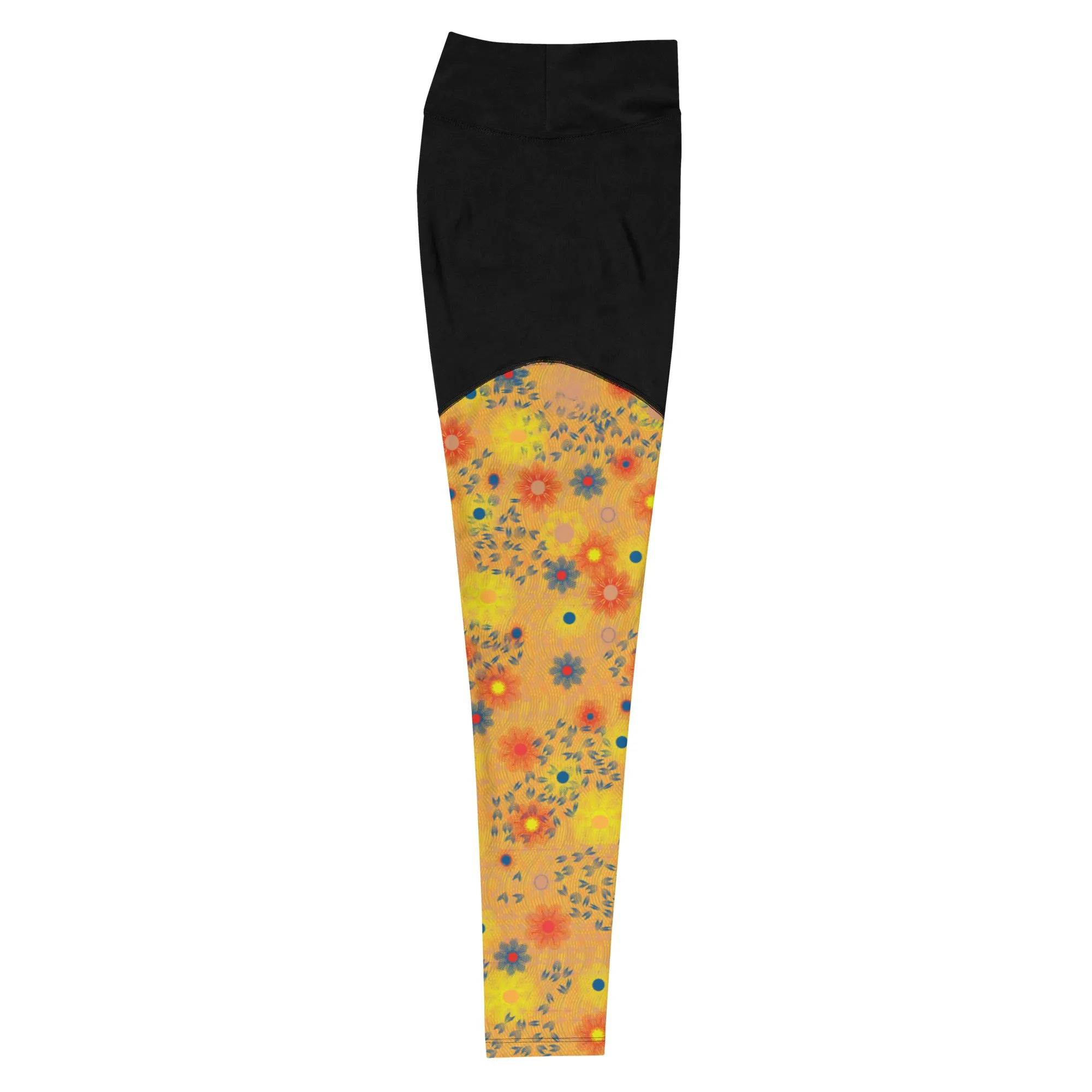 Arc Series- Arc Floral yellow Sports Leggings