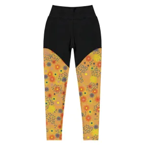 Arc Series- Arc Floral yellow Sports Leggings