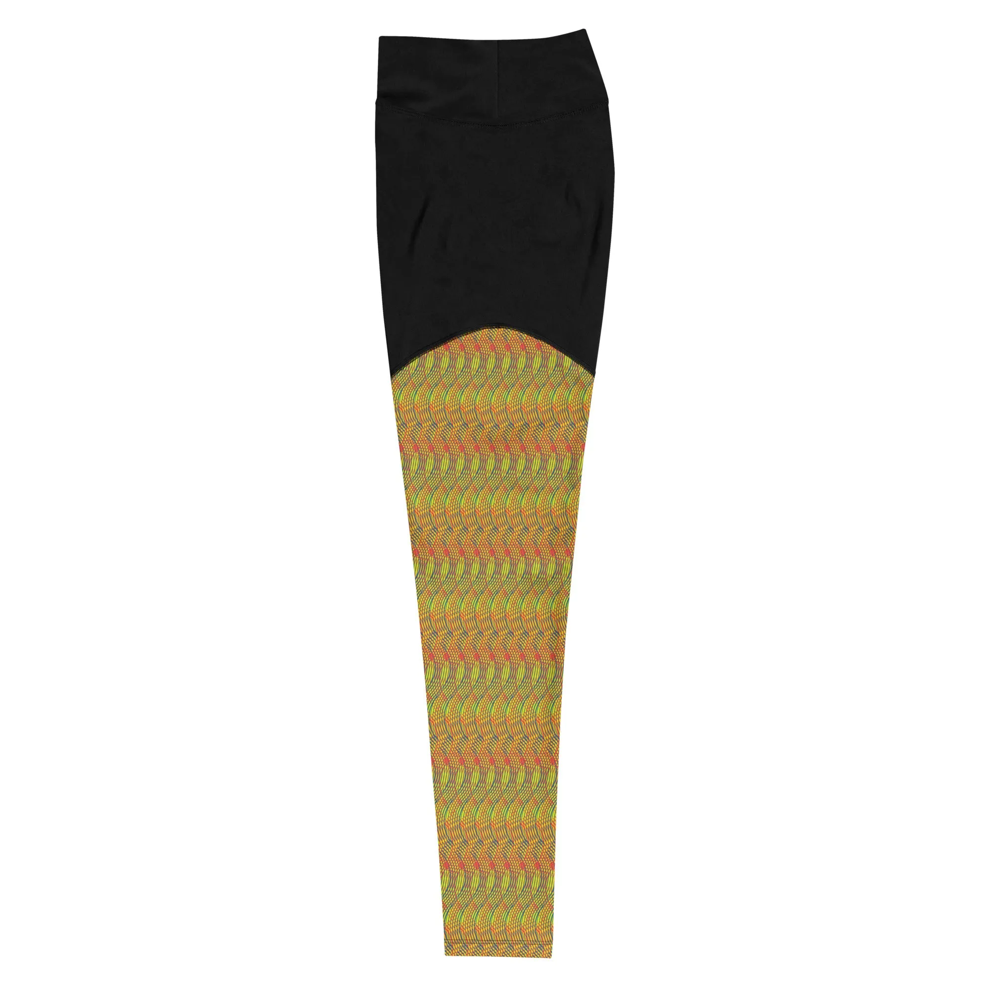 Arc Series- Spiral Graphic Orange and Yellow Sports Leggings