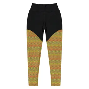 Arc Series- Spiral Graphic Orange and Yellow Sports Leggings