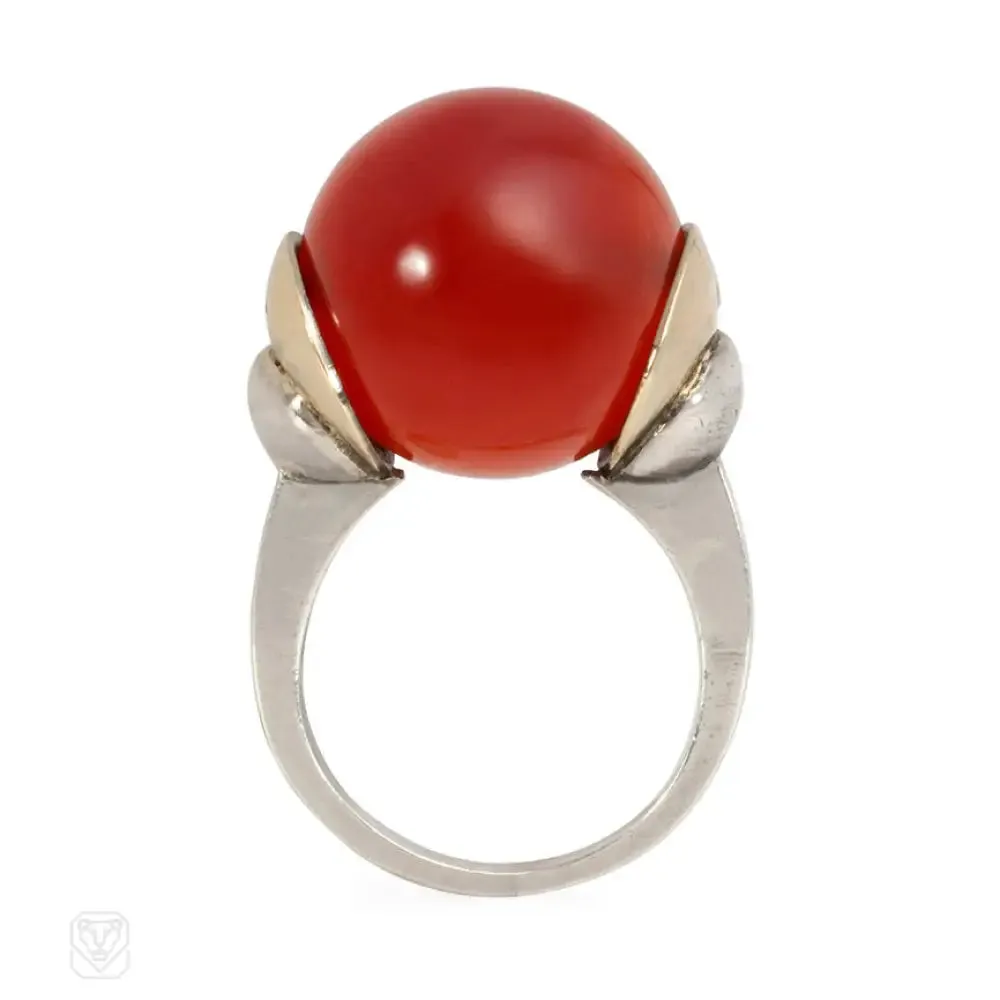 Art Deco carnelian ring, Sasportas