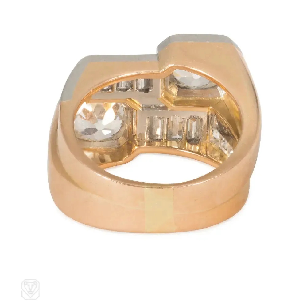 Art Moderne diamond bypass ring