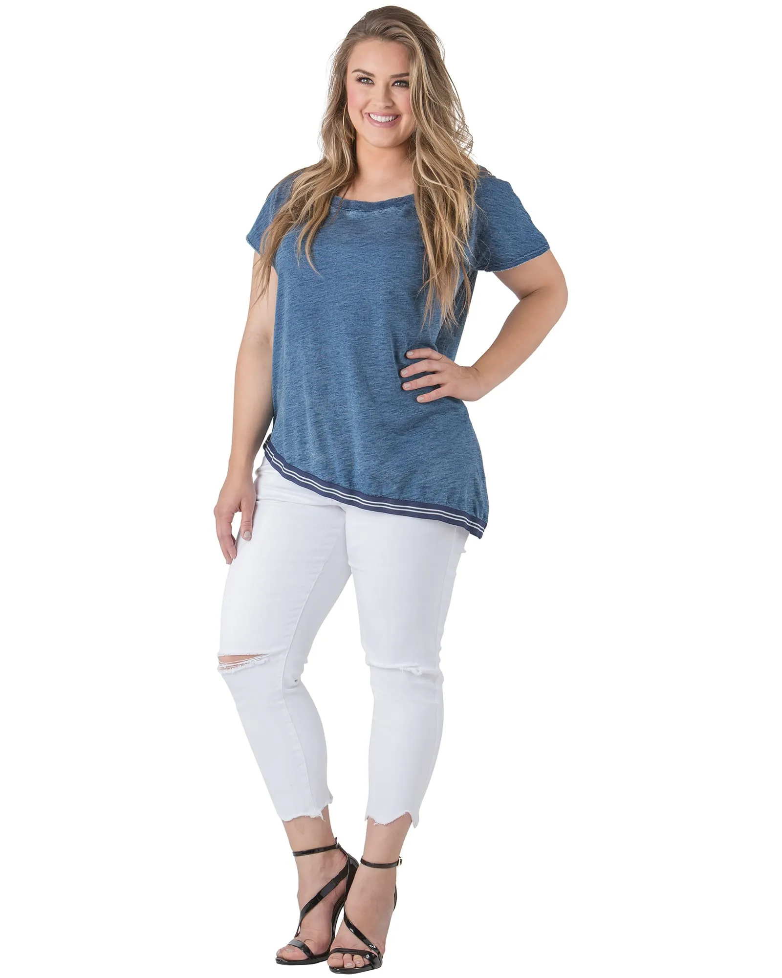 Aurora Raw Hem Distressed Jean | 2849SHARKBIT