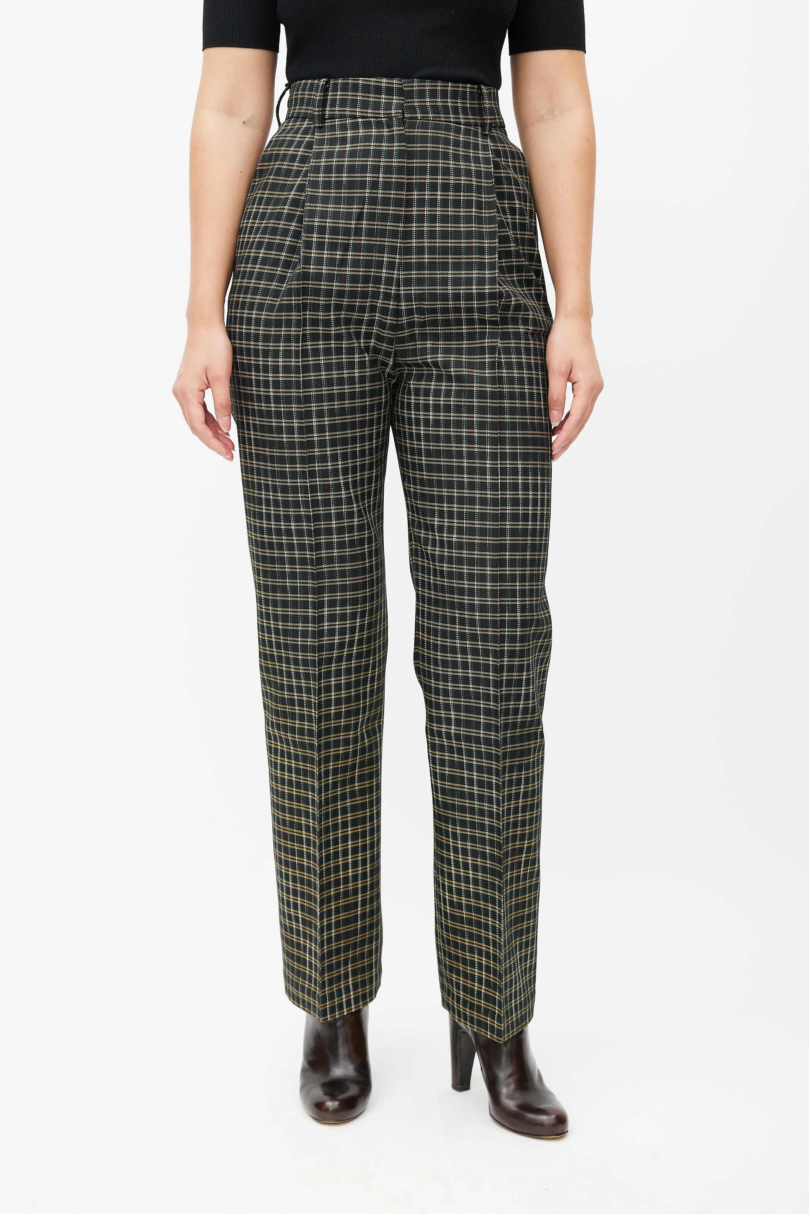 Black & Multicolour Valli Plaid Trouser