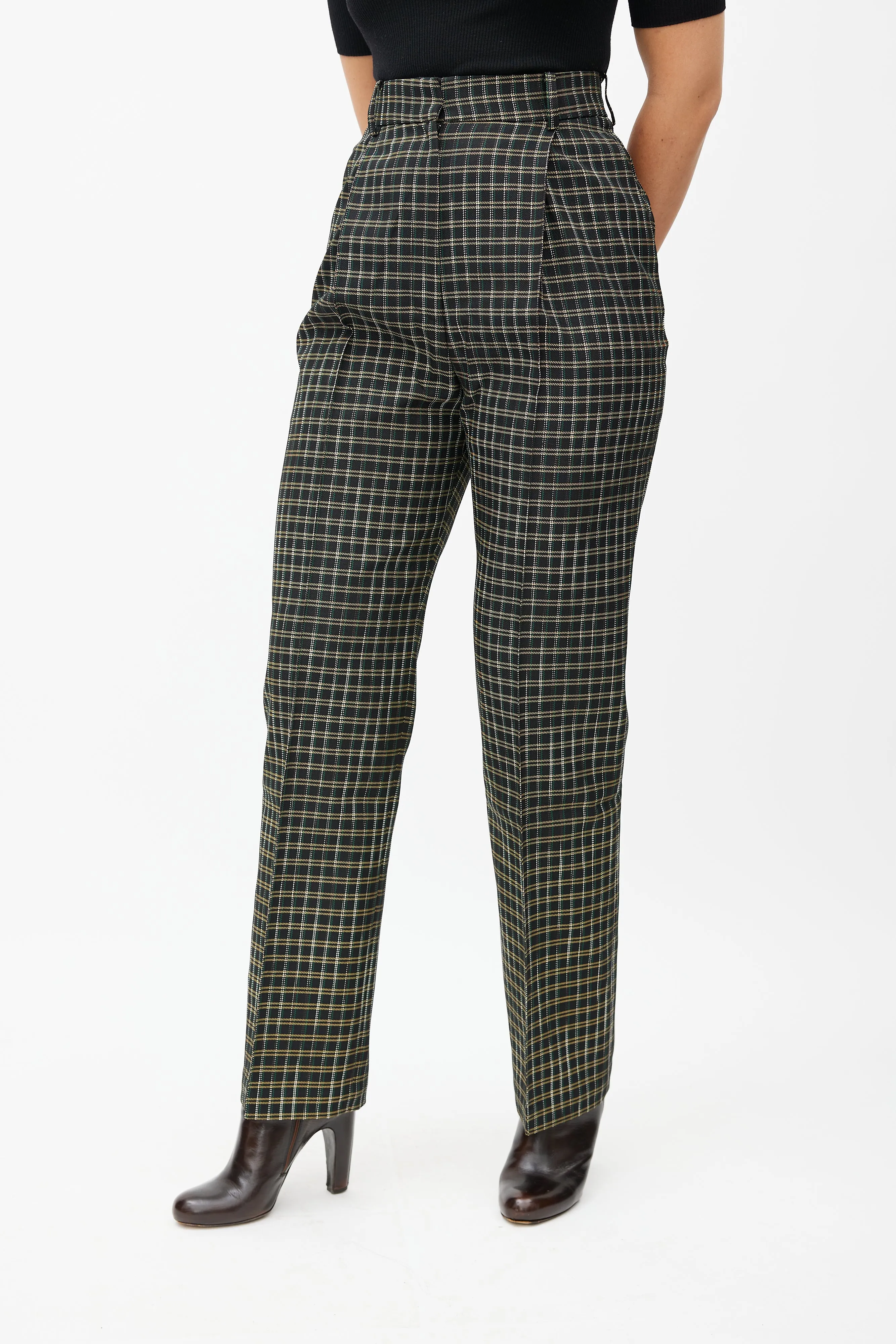 Black & Multicolour Valli Plaid Trouser