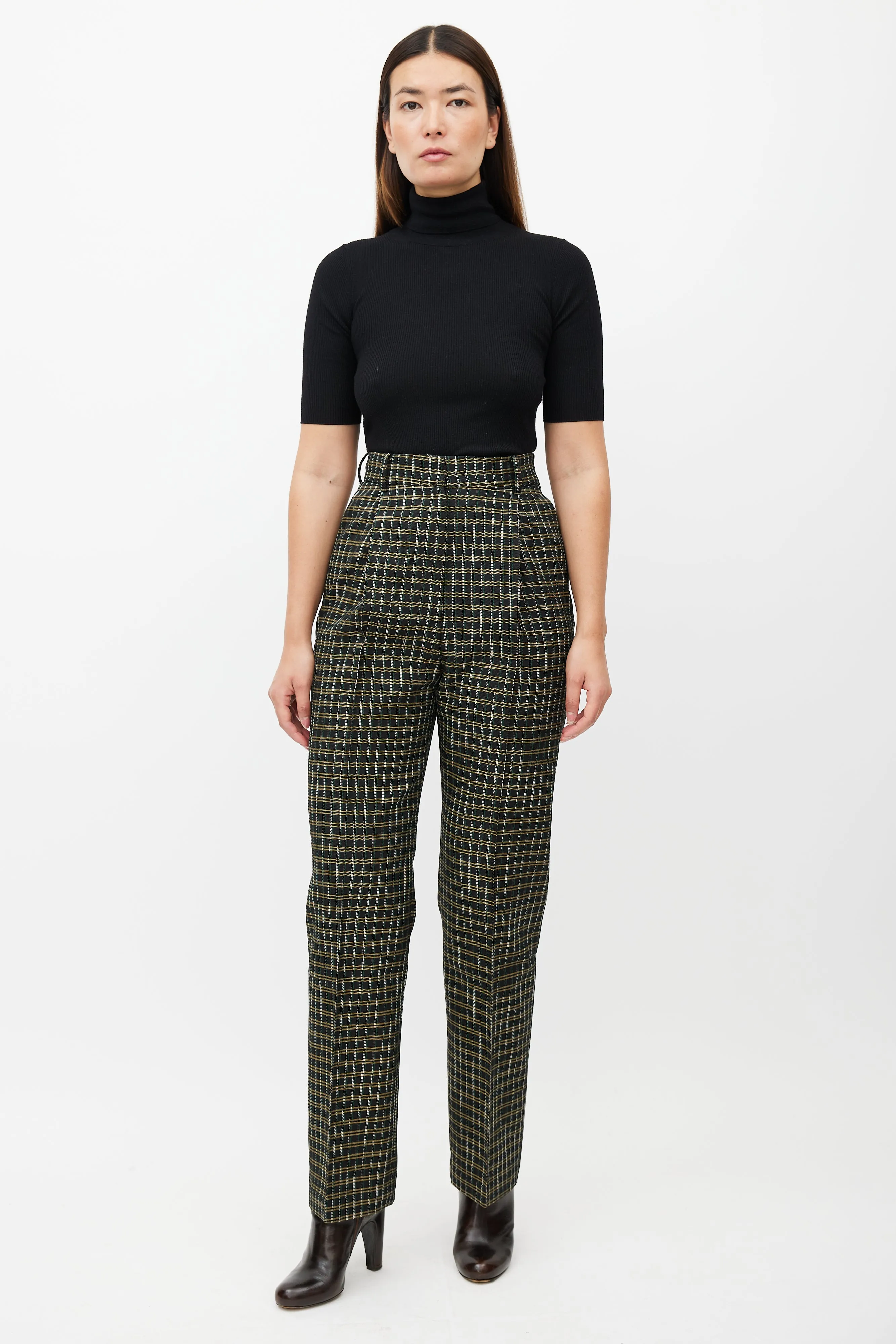 Black & Multicolour Valli Plaid Trouser