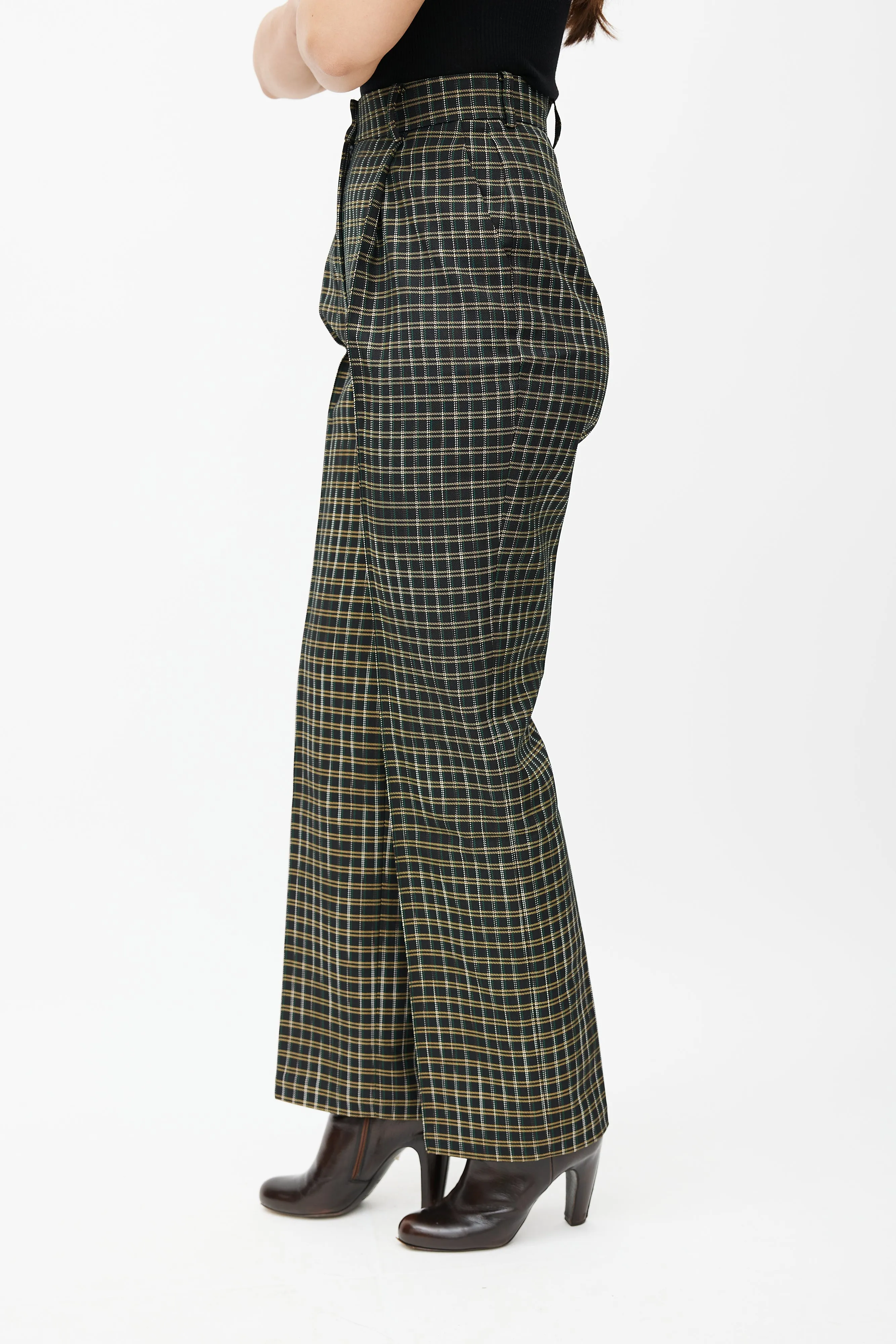 Black & Multicolour Valli Plaid Trouser