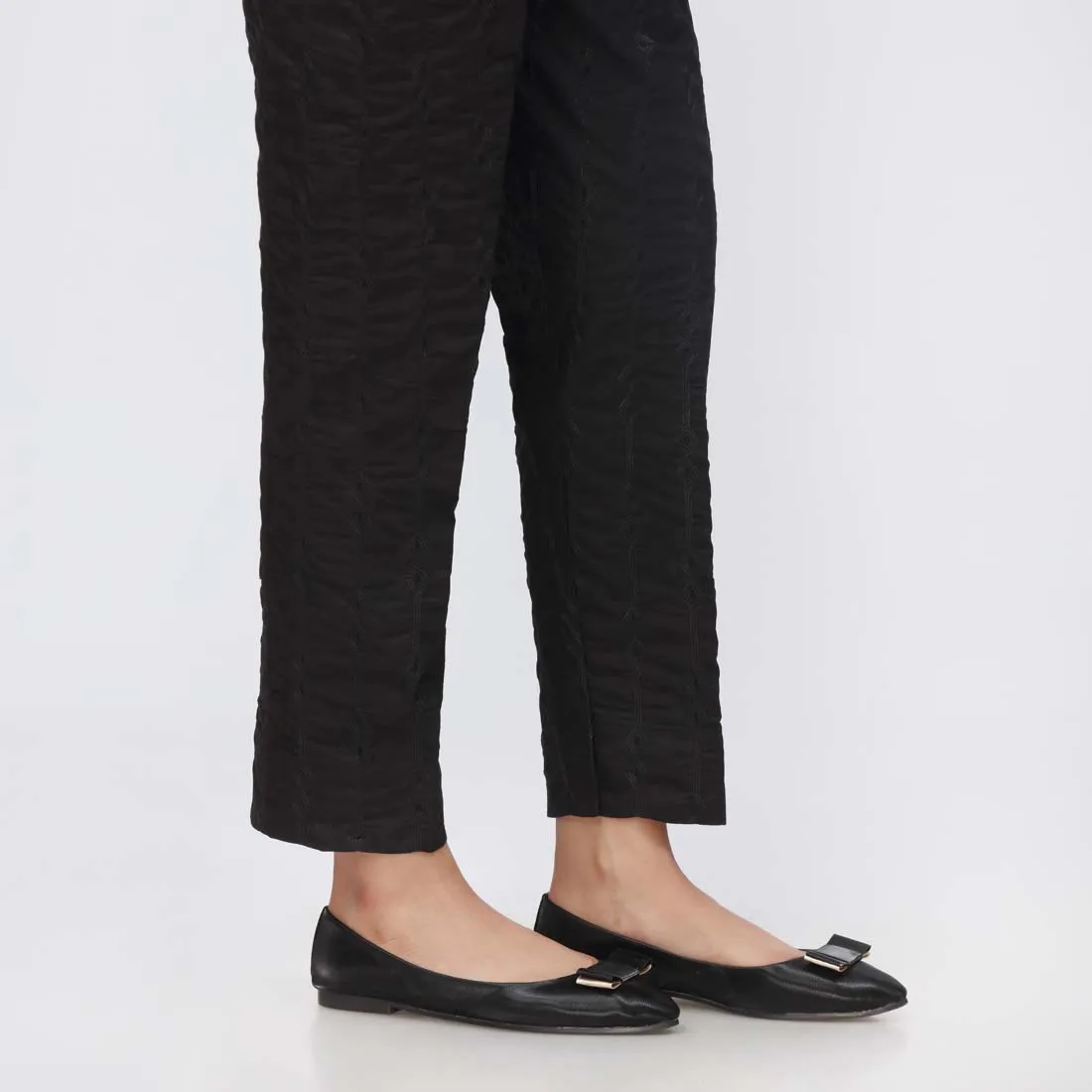 Black Embroidered Cambric Slim Fit Trouser PS3562