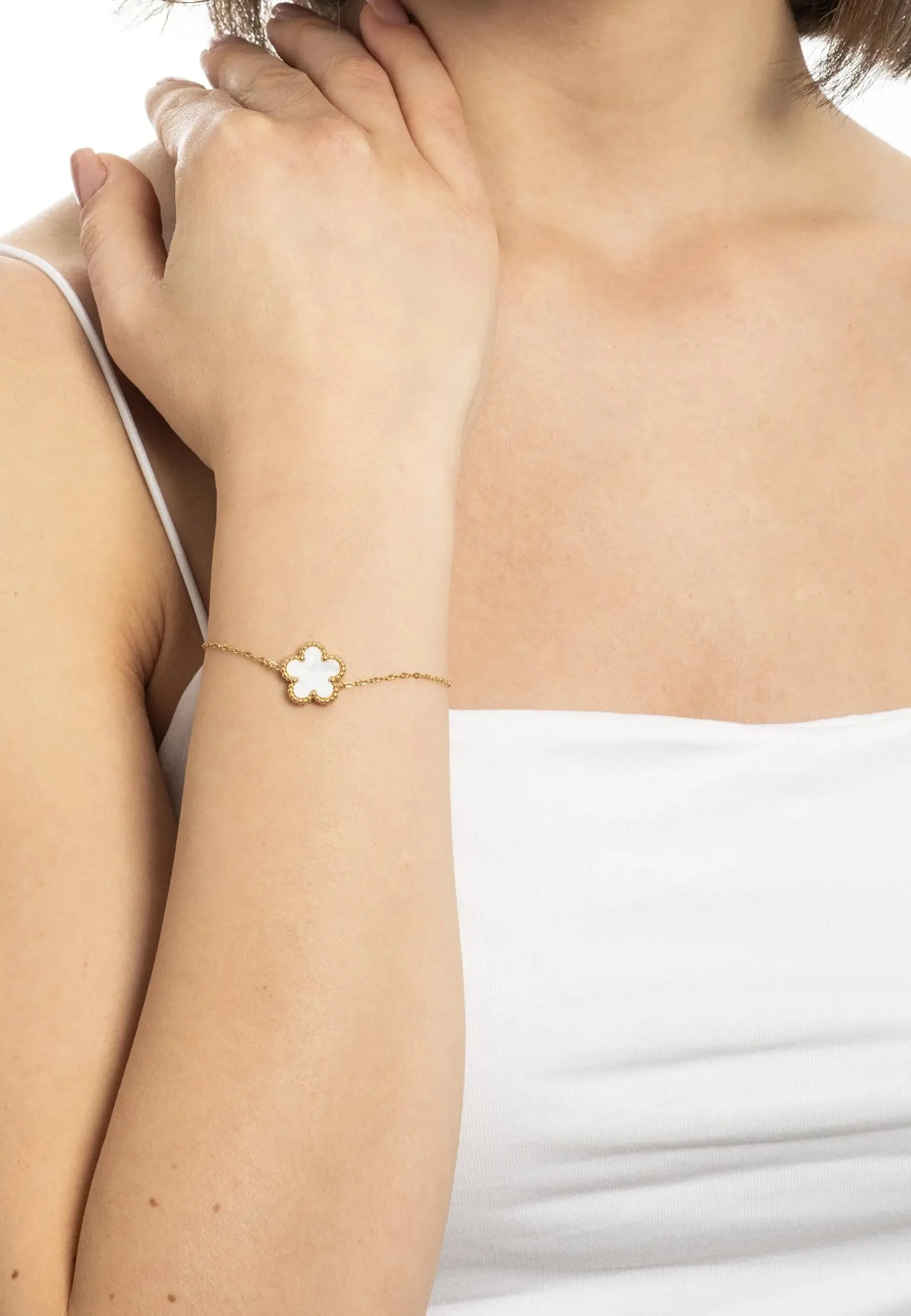 Bracciale Gold con Fiore Bianco