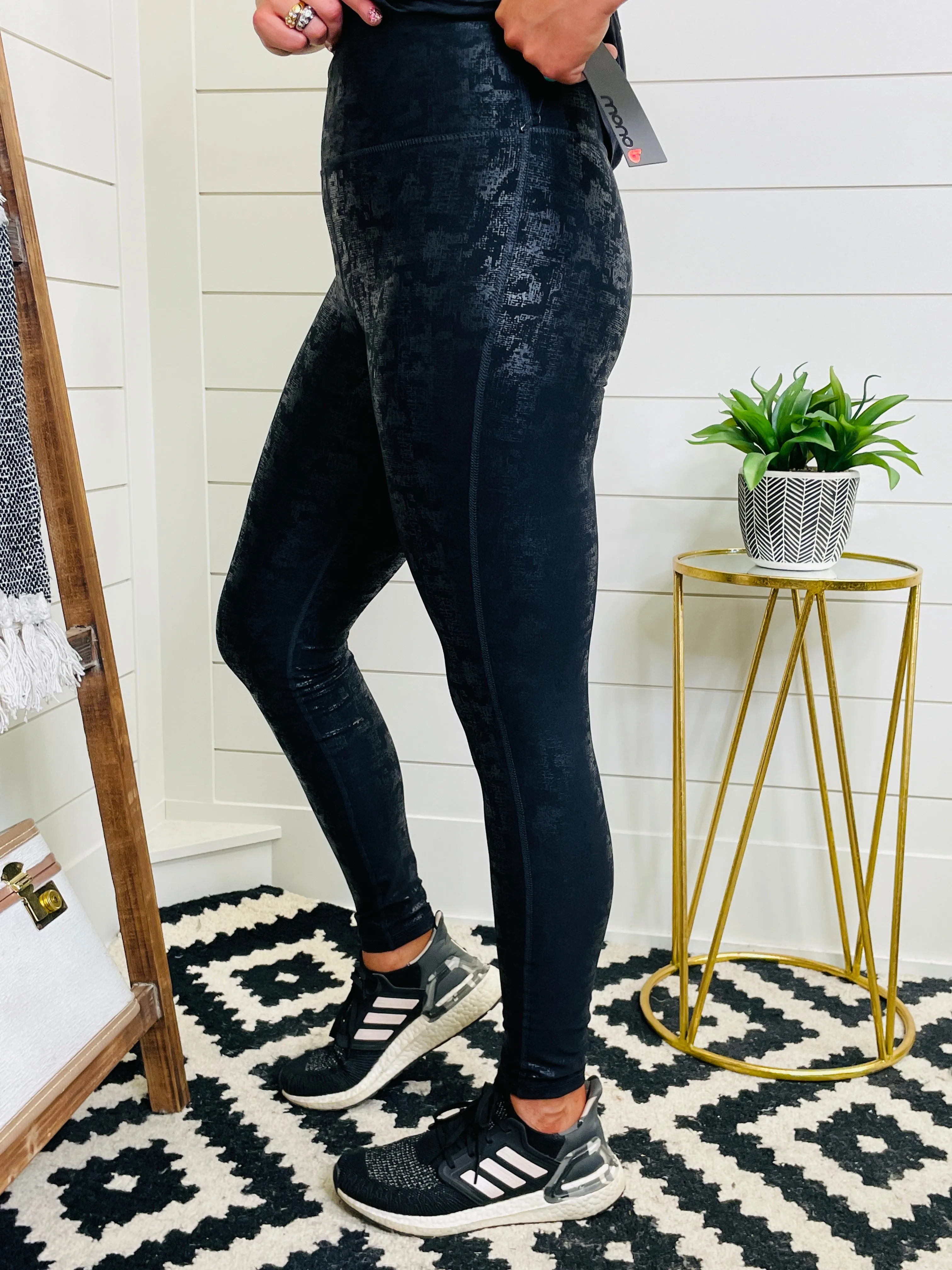 Crackle Glaze Foil High Waist Leggings