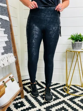 Crackle Glaze Foil High Waist Leggings