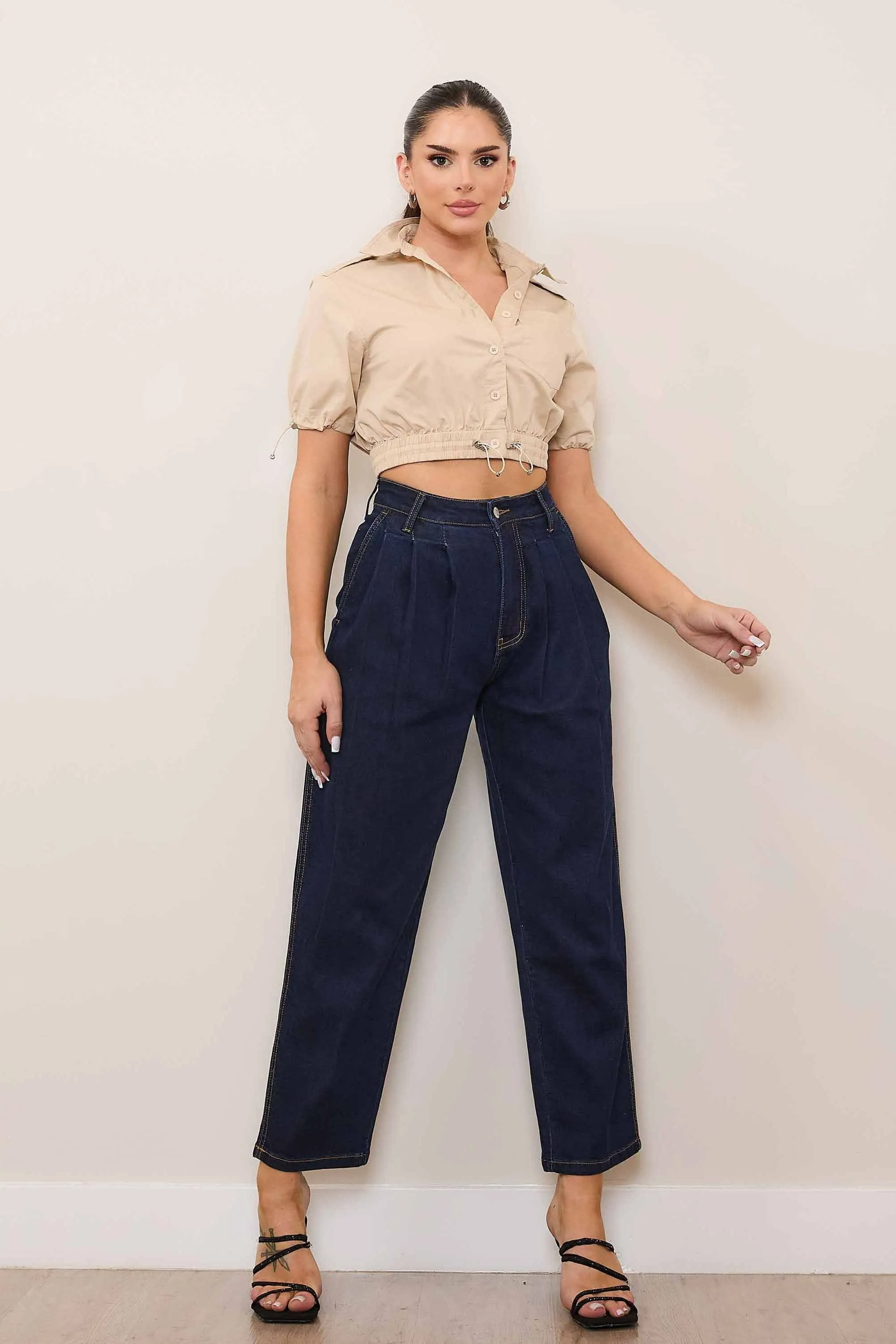 Cropped Barrel Leg Jeans