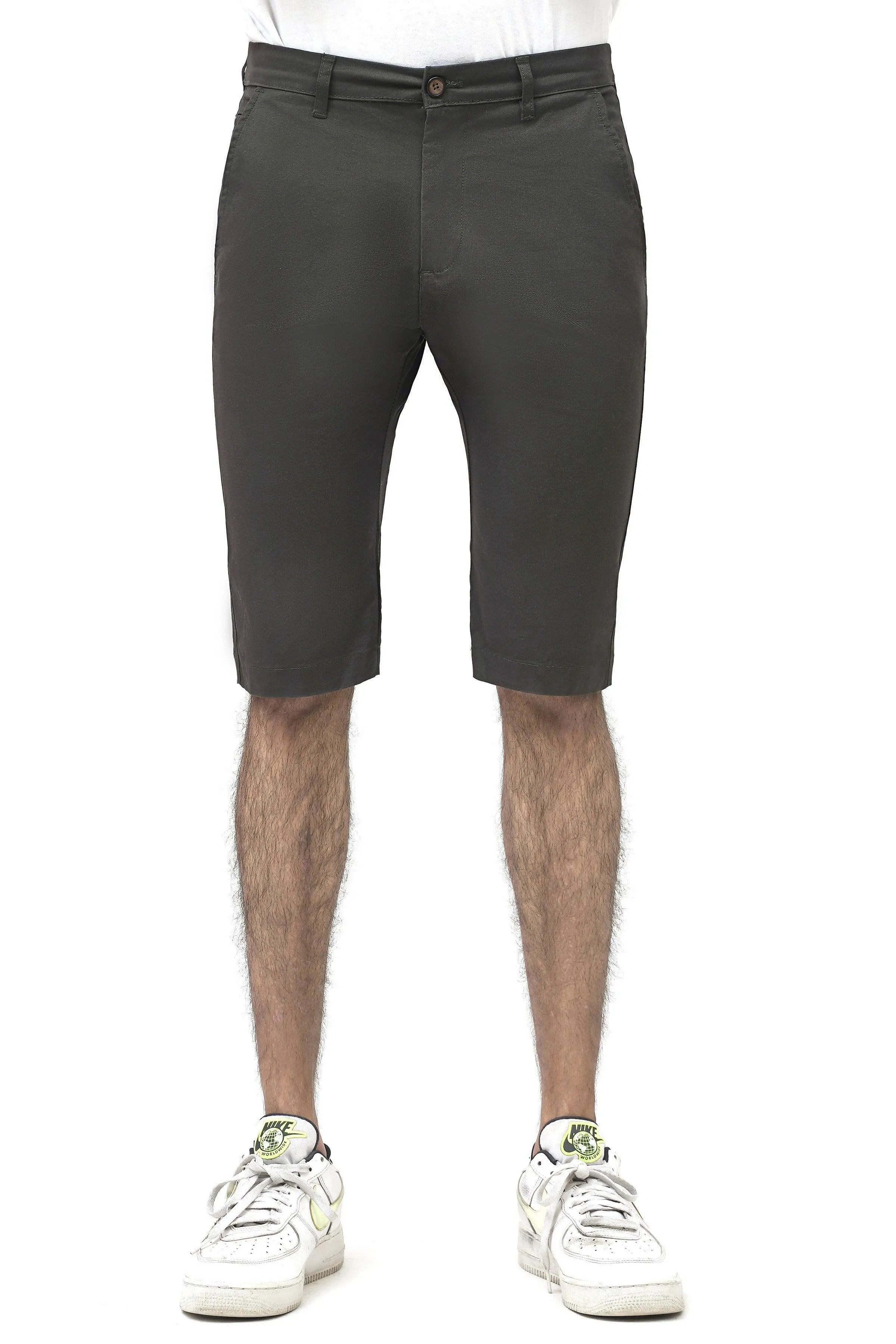 CROSS POCKET CHINO DARK OLIVE SHORTS