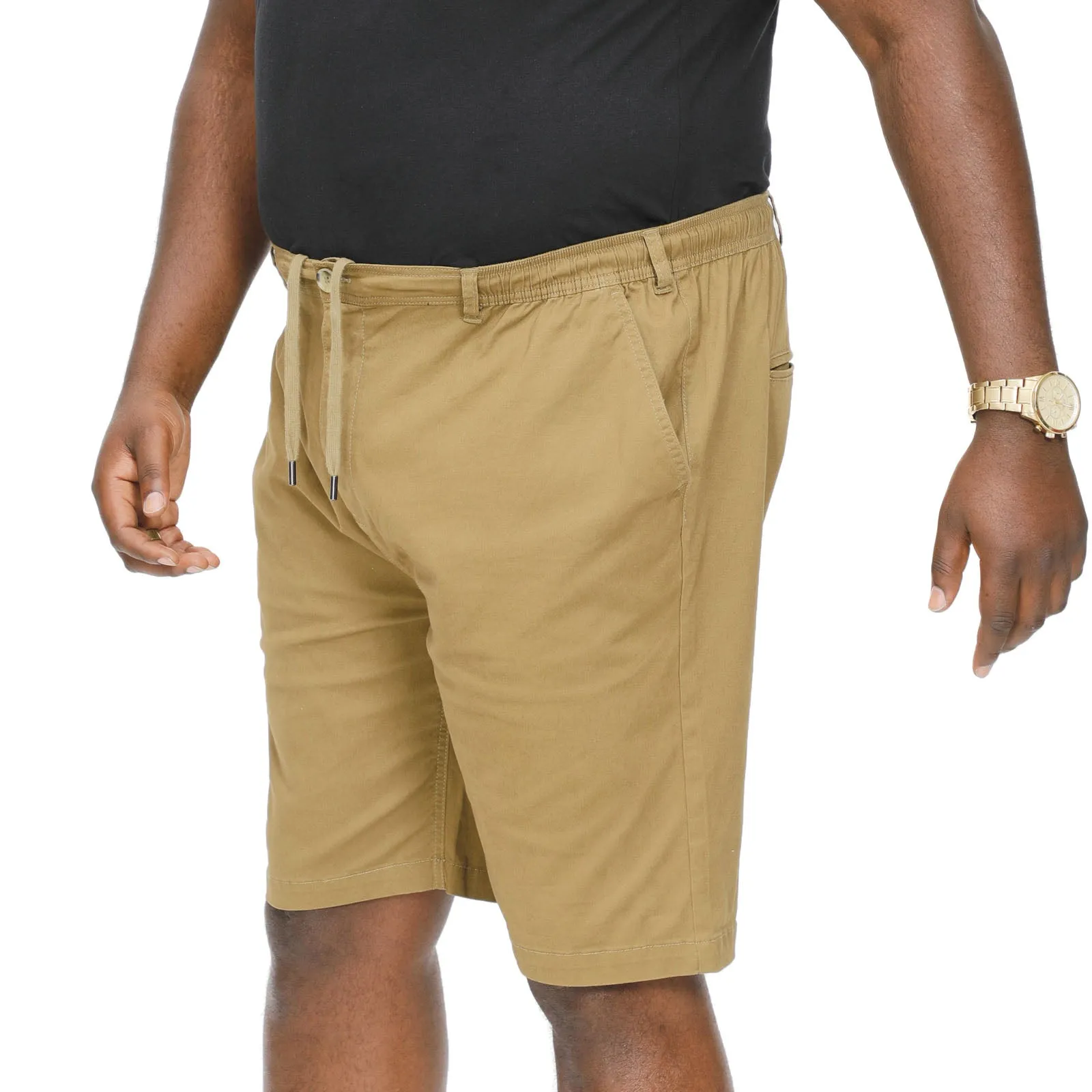 D555 Mens Aries Big & Tall Strech Chino Shorts - Tobacco