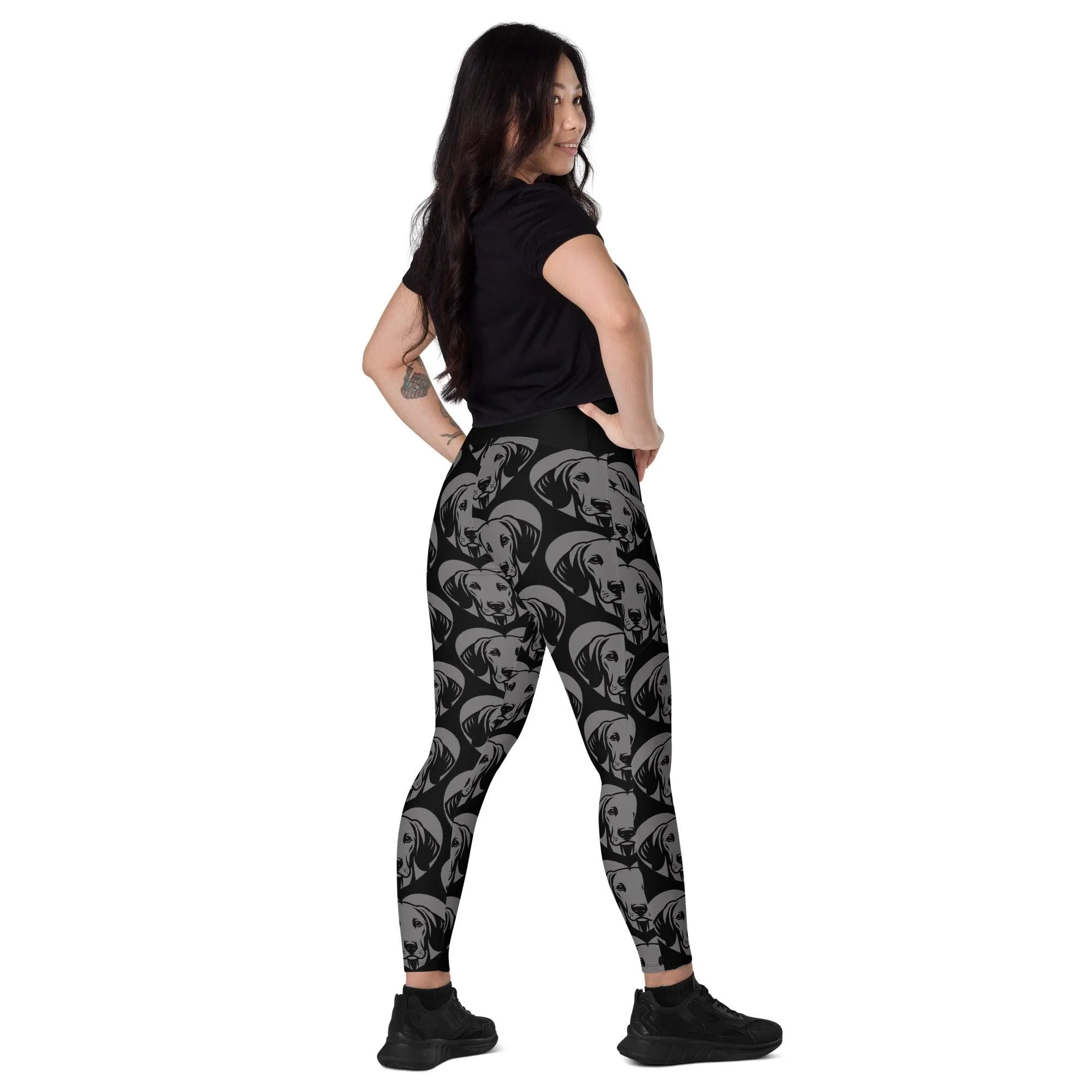 DOG BREED LEGGINGS with pockets - AMERICAN FOXHOUND - HERTTAHOUND - grey