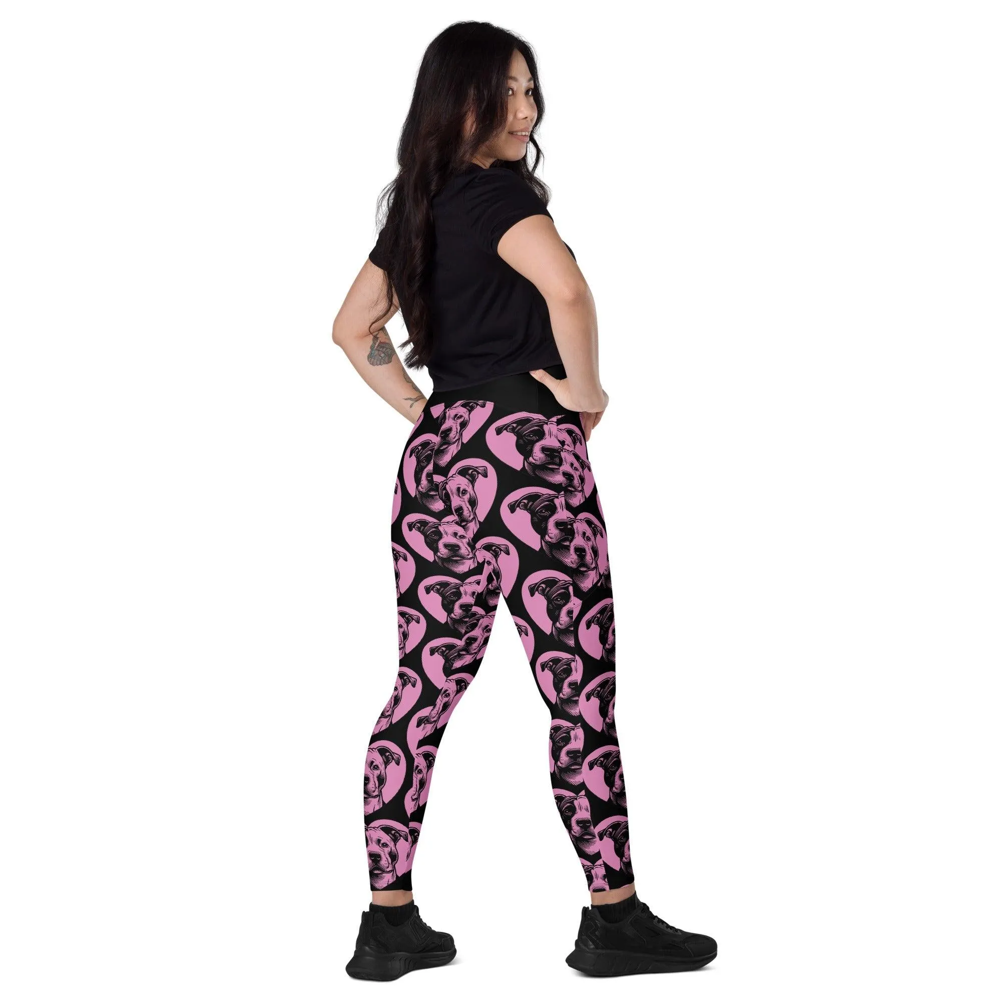 DOG BREED LEGGINGS with pockets - AMERICAN STAFFORDSHIRE TERRIER - HERTTAHOUND - pink