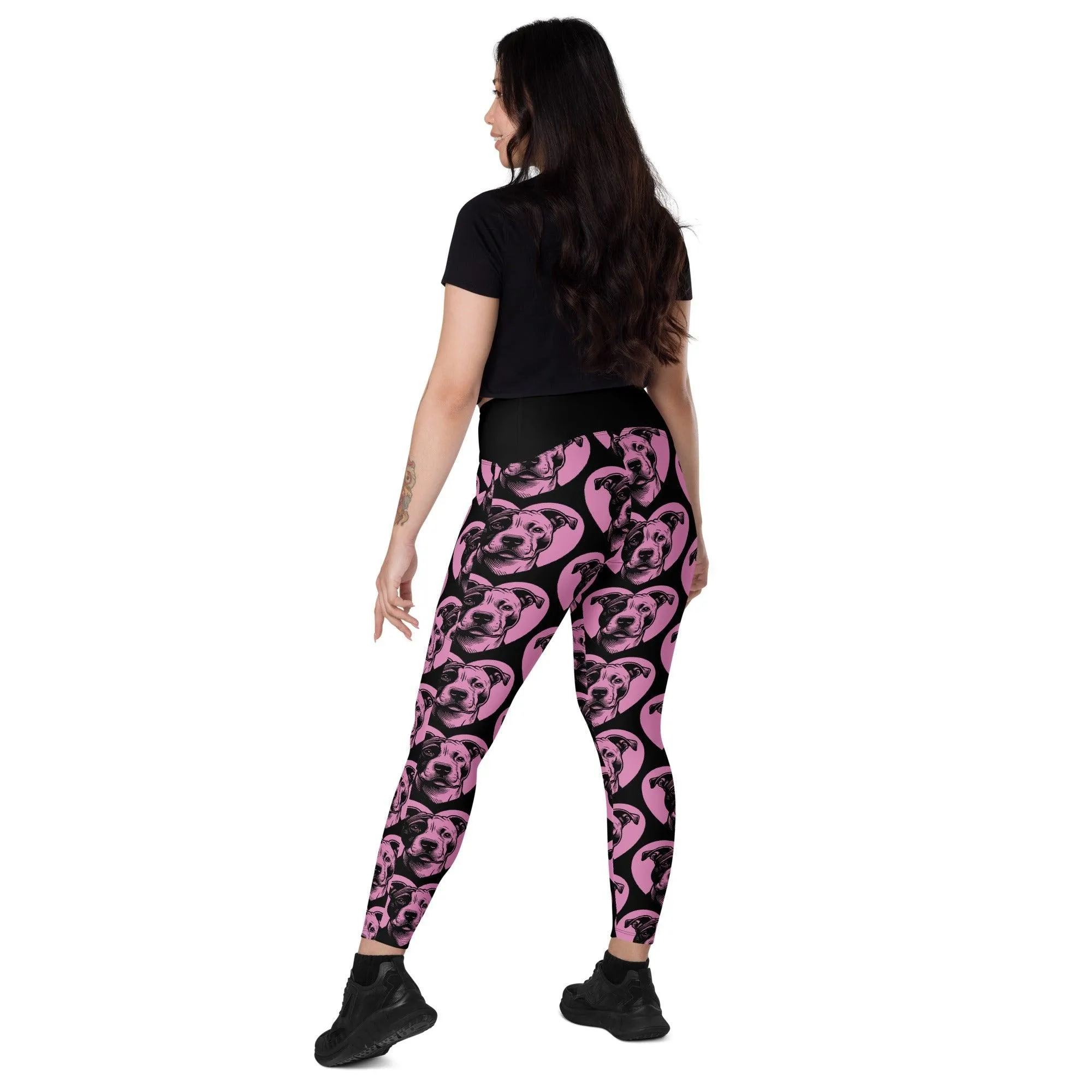 DOG BREED LEGGINGS with pockets - AMERICAN STAFFORDSHIRE TERRIER - HERTTAHOUND - pink