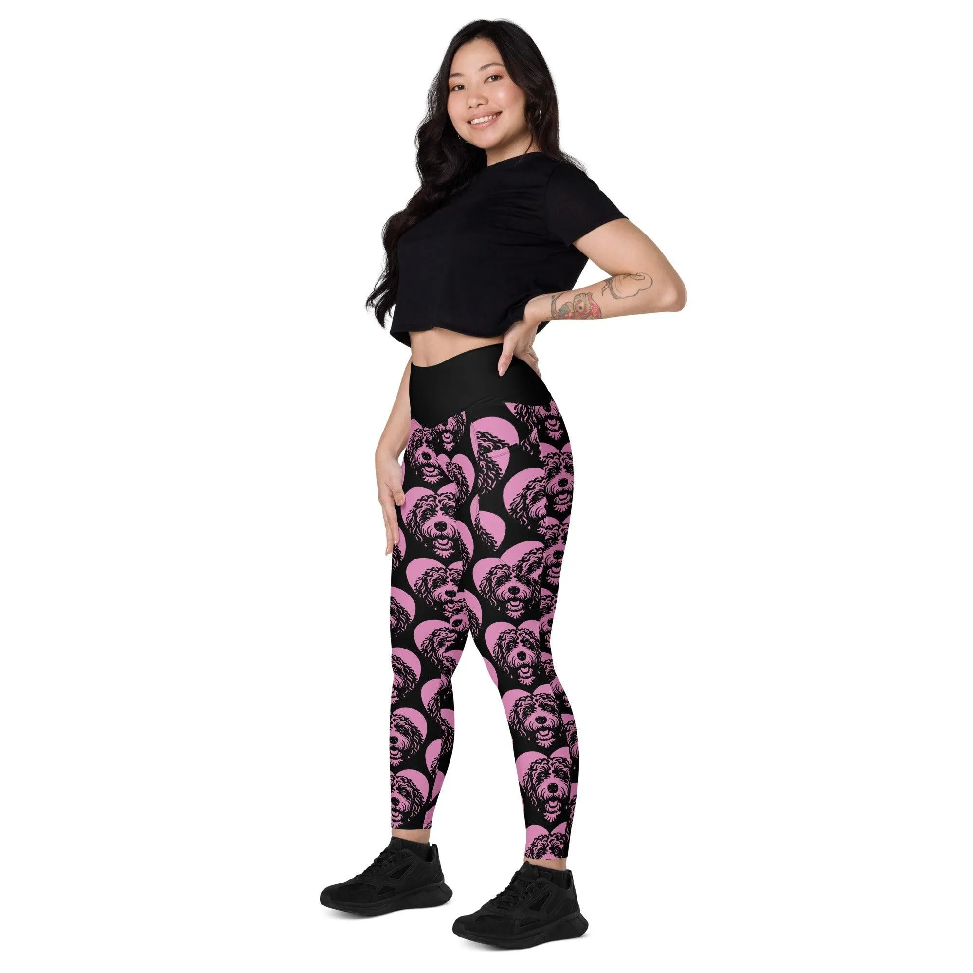 DOG BREED LEGGINGS with pockets - BARBET - HERTTAHOUND - pink