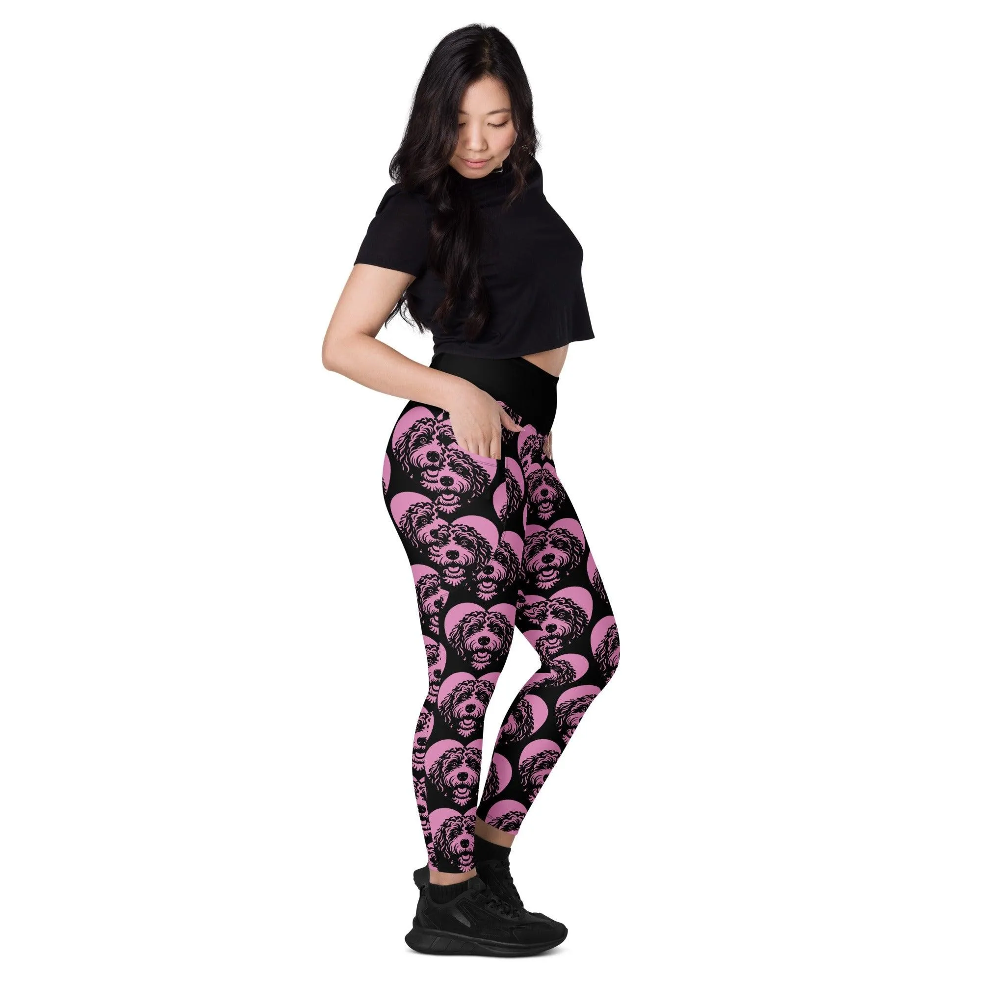 DOG BREED LEGGINGS with pockets - BARBET - HERTTAHOUND - pink