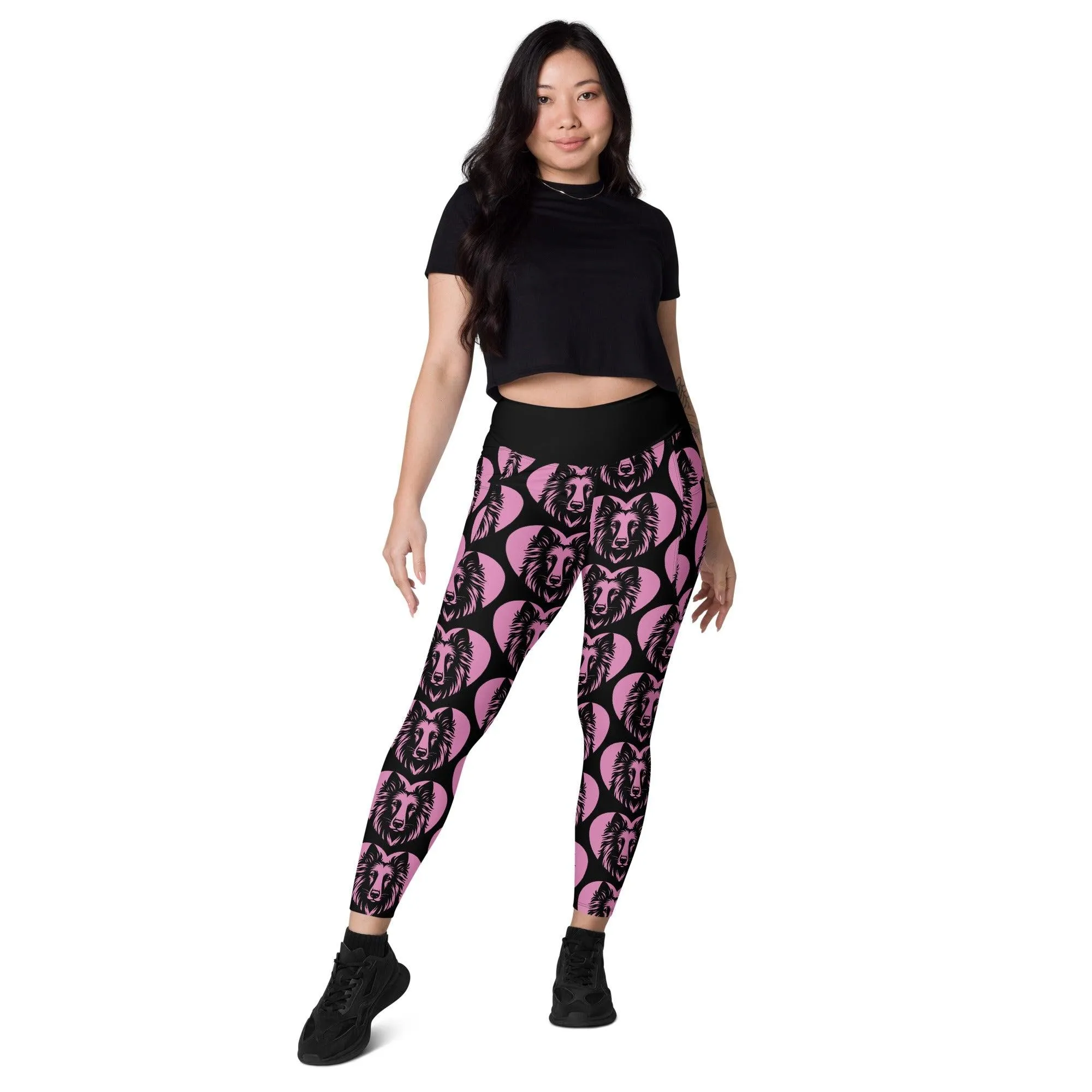 DOG BREED LEGGINGS with pockets - BELGIAN TERVUREN - HERTTAHOUND - pink