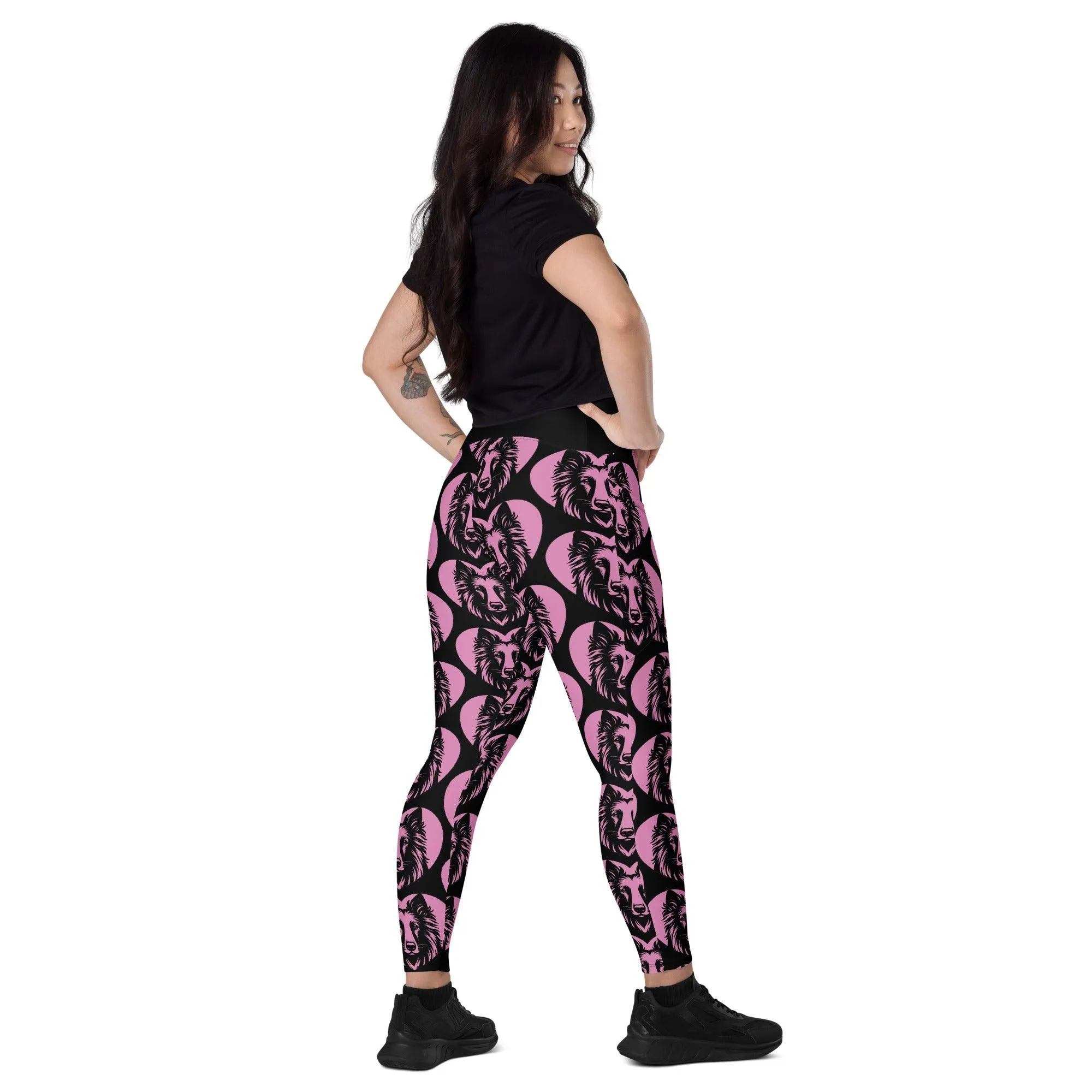 DOG BREED LEGGINGS with pockets - BELGIAN TERVUREN - HERTTAHOUND - pink