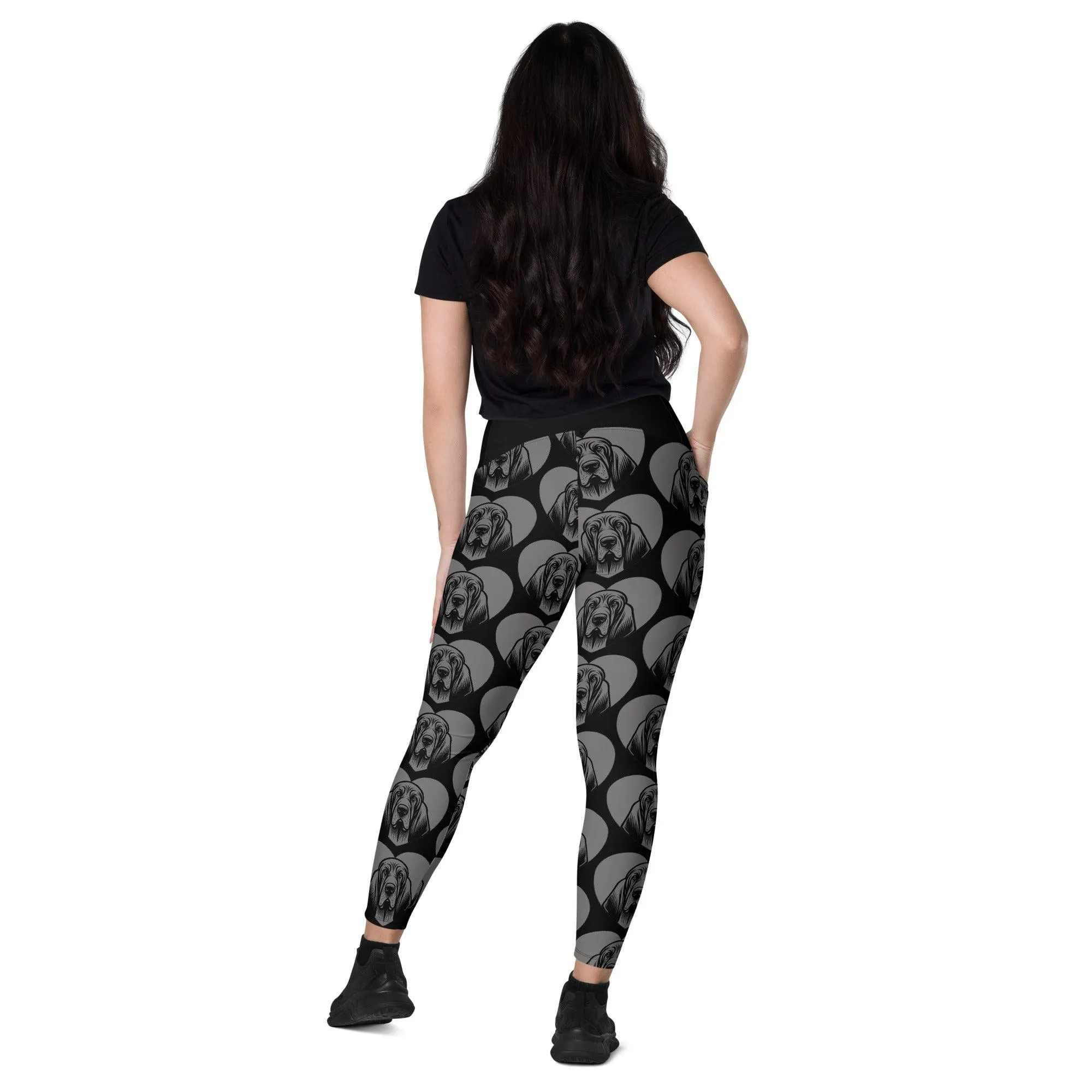 DOG BREED LEGGINGS with pockets - BLOODHOUND - HERTTAHOUND - grey