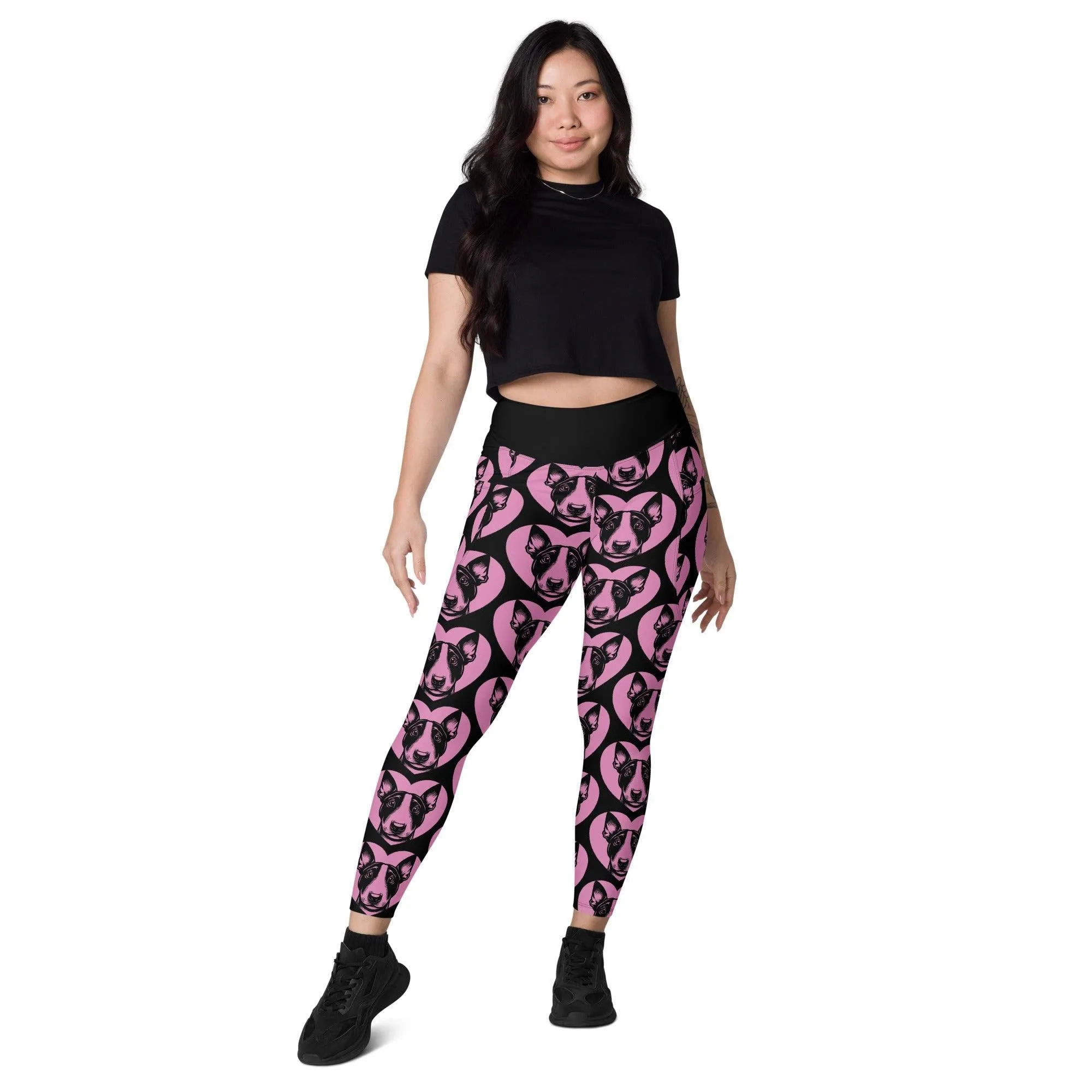 DOG BREED LEGGINGS with pockets - BULL TERRIER - HERTTAHOUND - pink