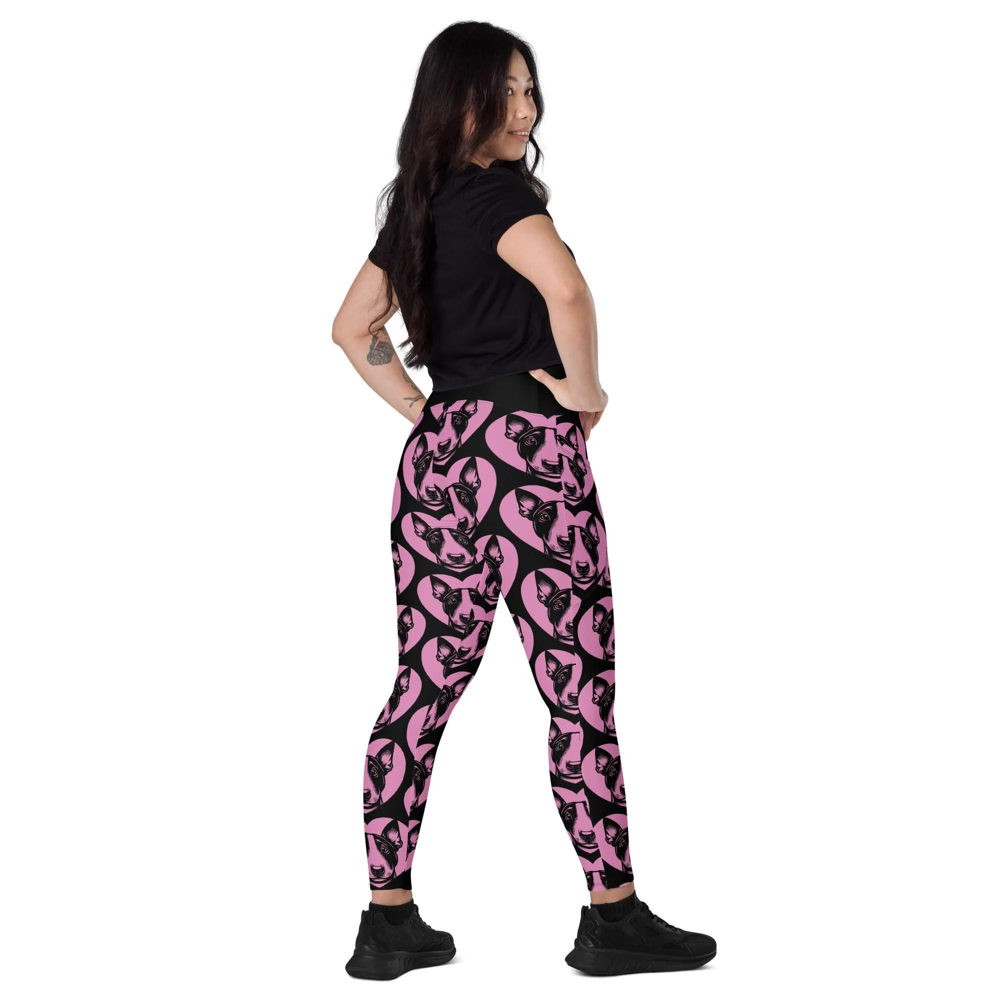 DOG BREED LEGGINGS with pockets - BULL TERRIER - HERTTAHOUND - pink