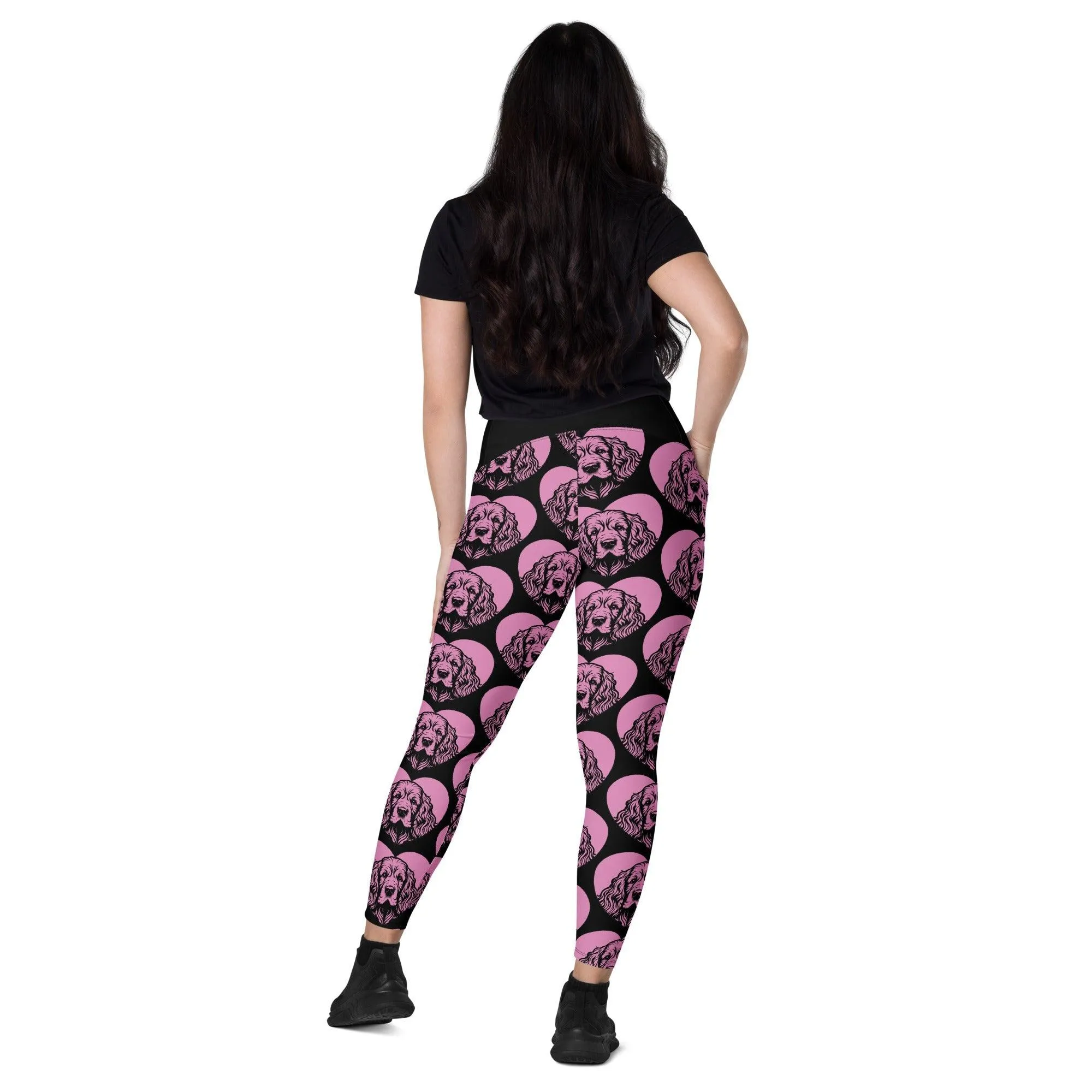 DOG BREED LEGGINGS with pockets - CLUMBER SPANIEL - HERTTAHOUND - pink