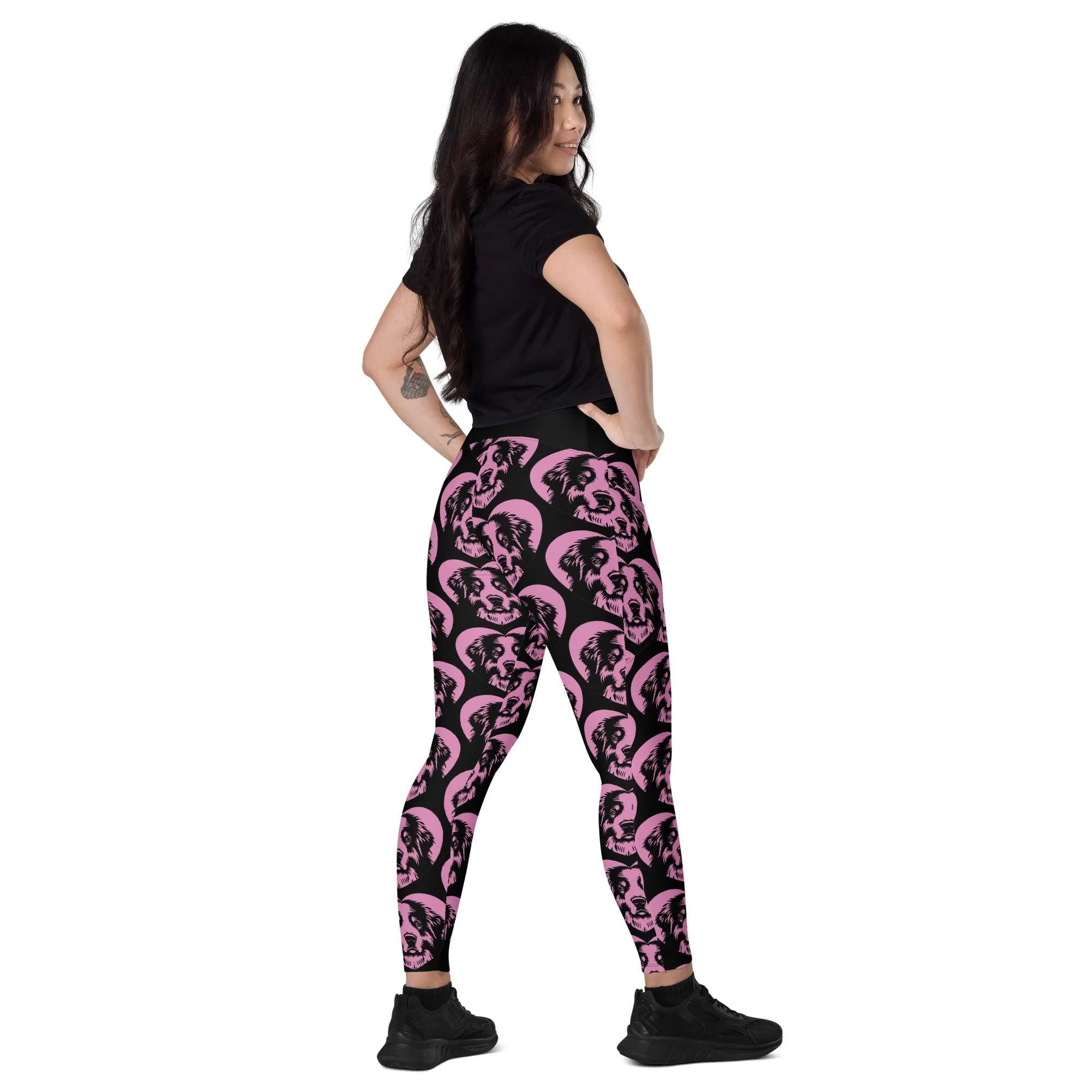 DOG BREED LEGGINGS with pockets - GREAT PYRENEES - HERTTAHOUND - pink