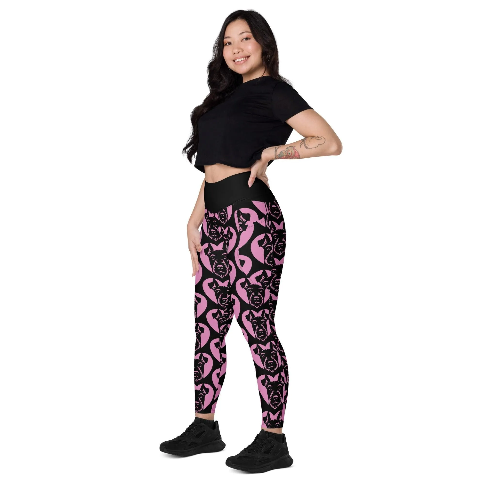 DOG BREED LEGGINGS with pockets - JAGD TERRIER - HERTTAHOUND - pink