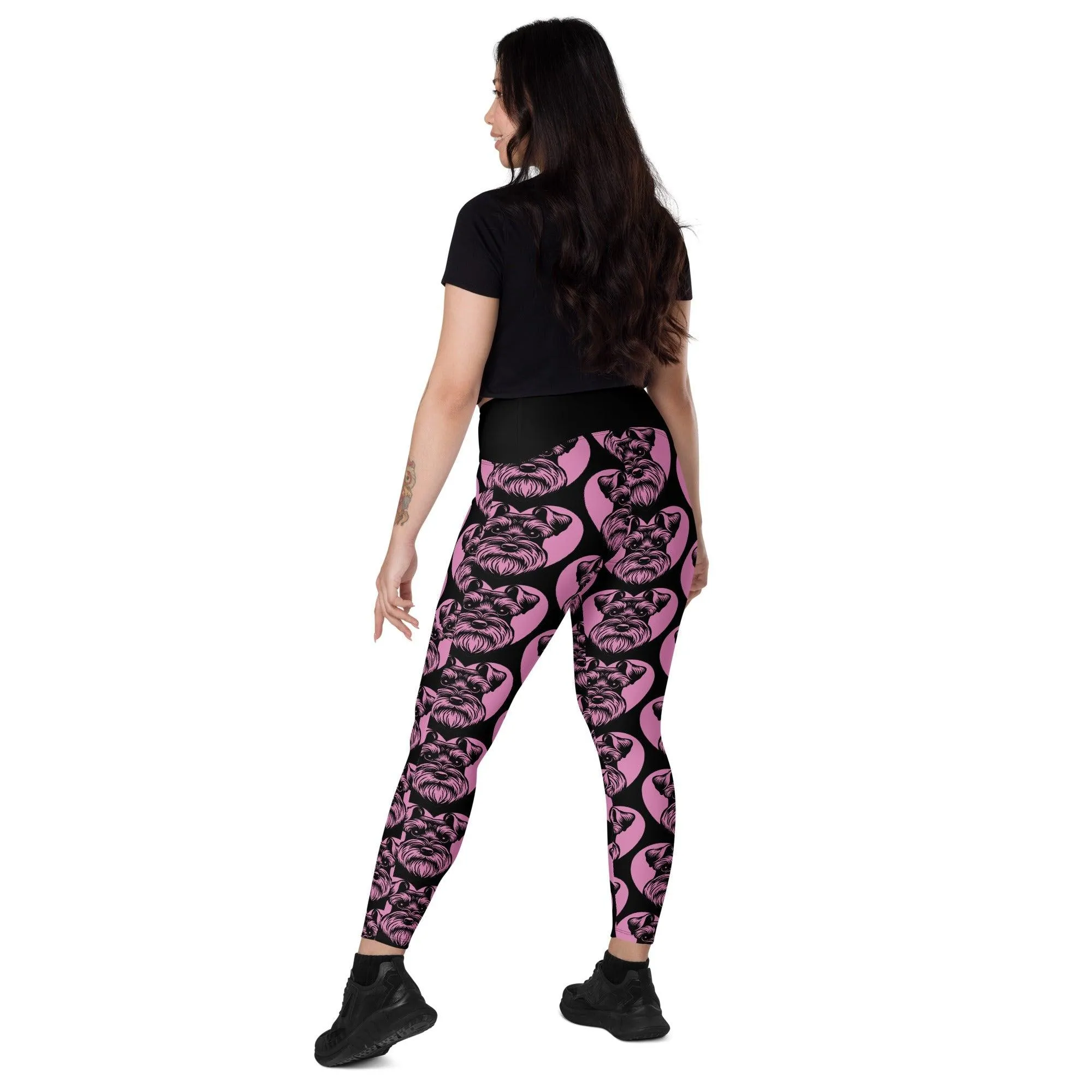 DOG BREED LEGGINGS with pockets - MINIATURE SCHNAUZER - HERTTAHOUND - pink