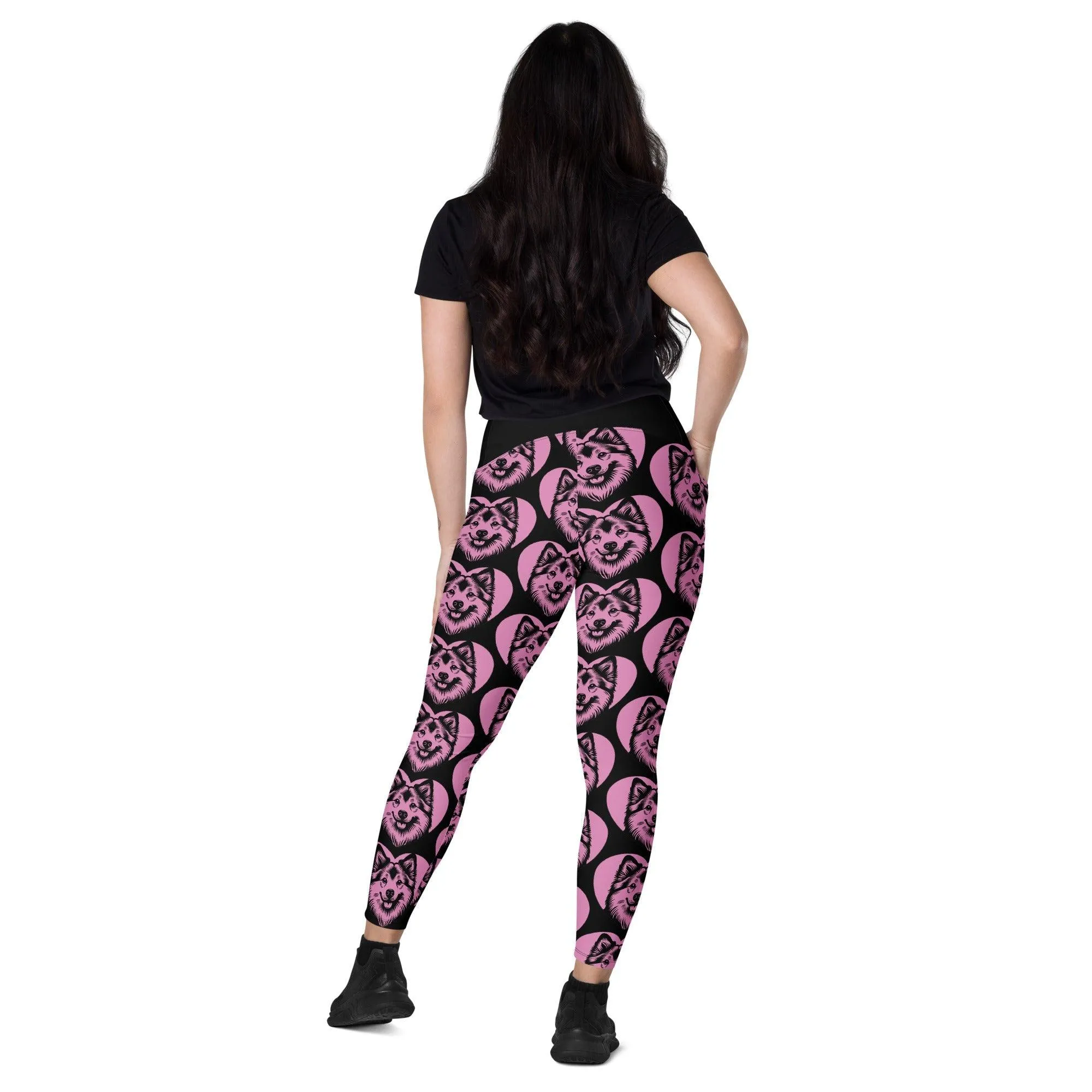 DOG BREED LEGGINGS with pockets - NORWEGIAN BUHUND - HERTTAHOUND - pink