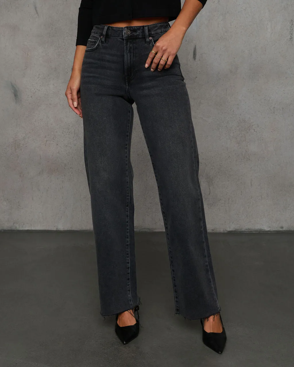 Dusky Charm Raw Hem Dad Jeans