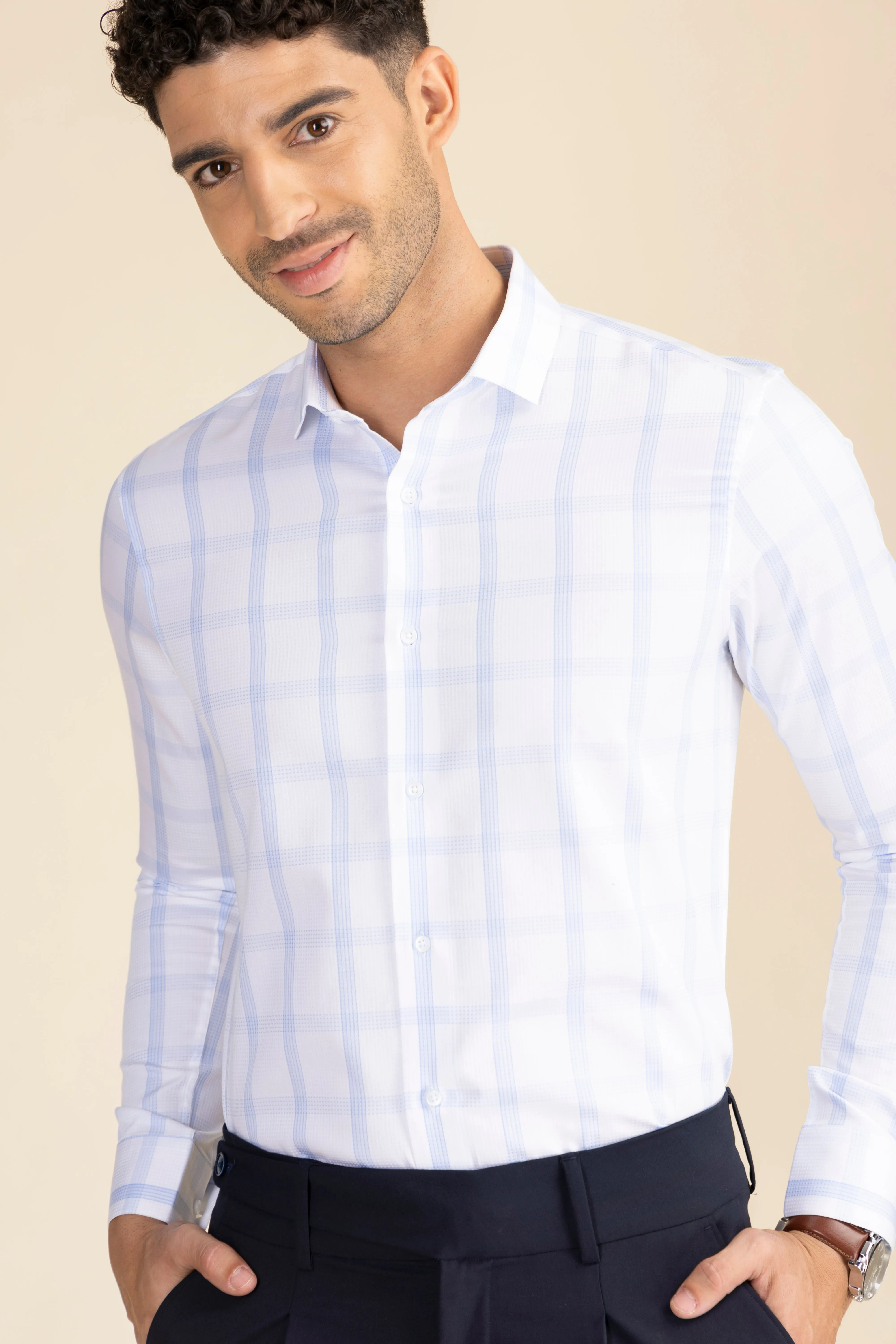 Executive Classic Sky Plaid Shirt