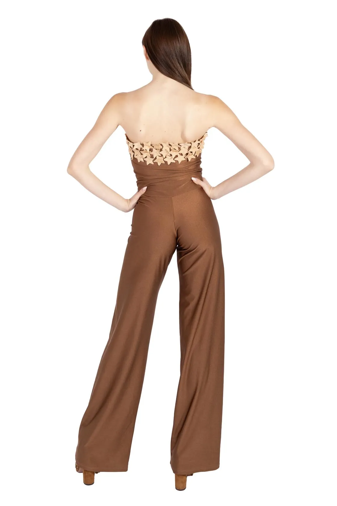 Fascia di Stelle jumpsuit in Lycra Marrone Oro