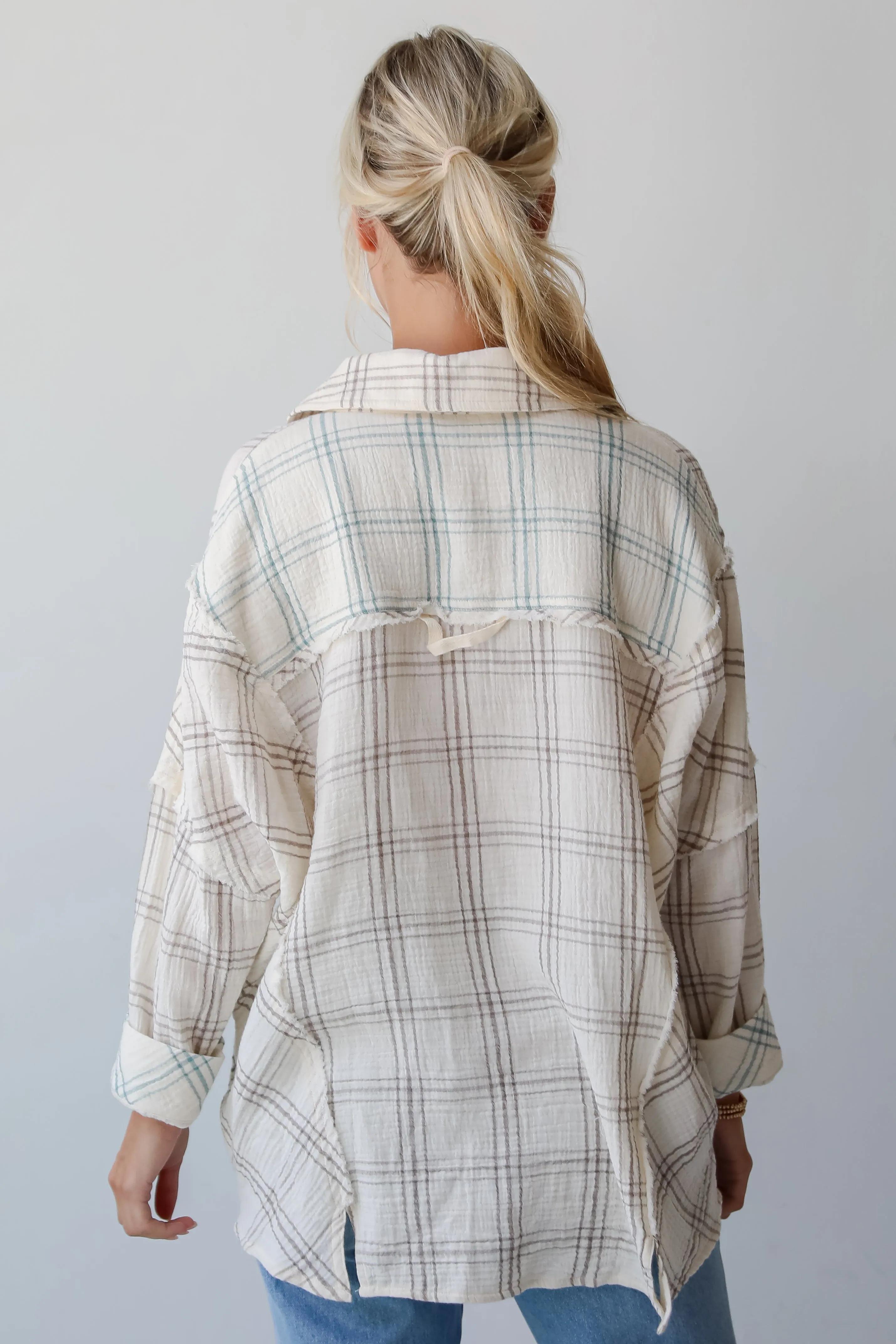 FINAL SALE - Playful Vibes Plaid Linen Button-Up Blouse