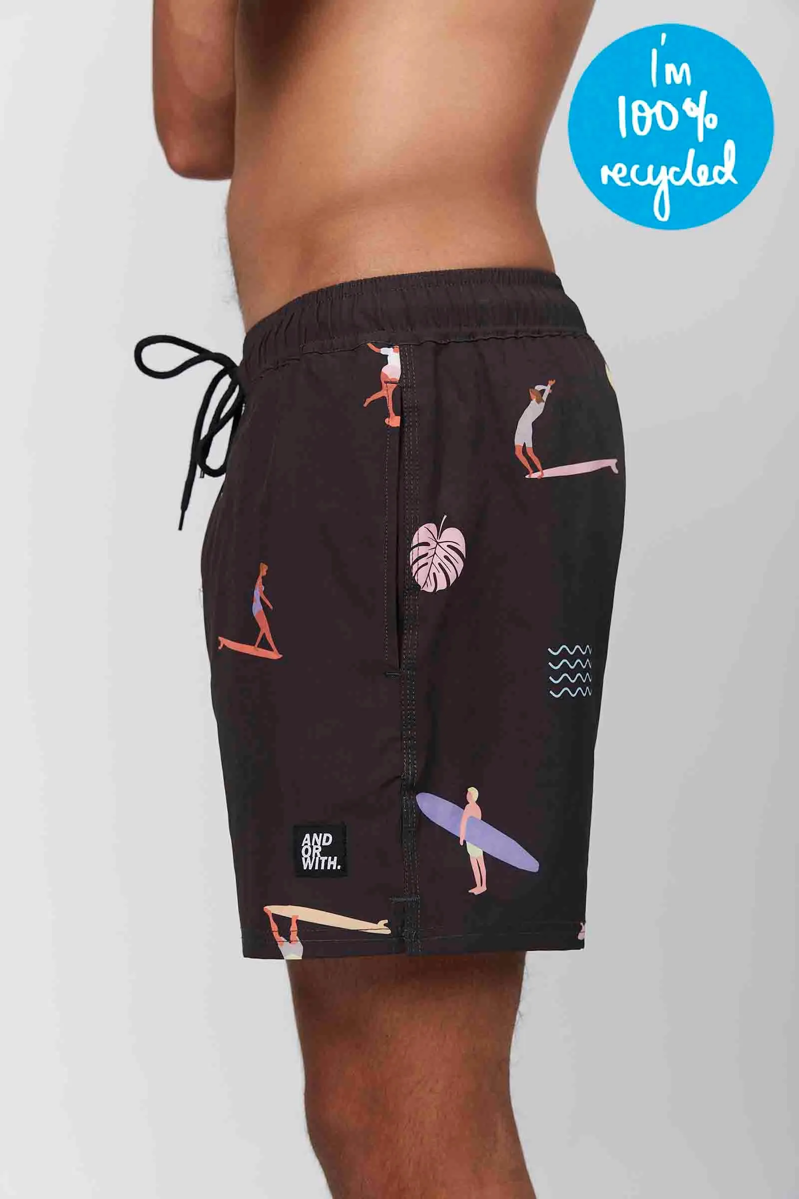 Freedom Riders Beach Boardies Coal (100% recycled)