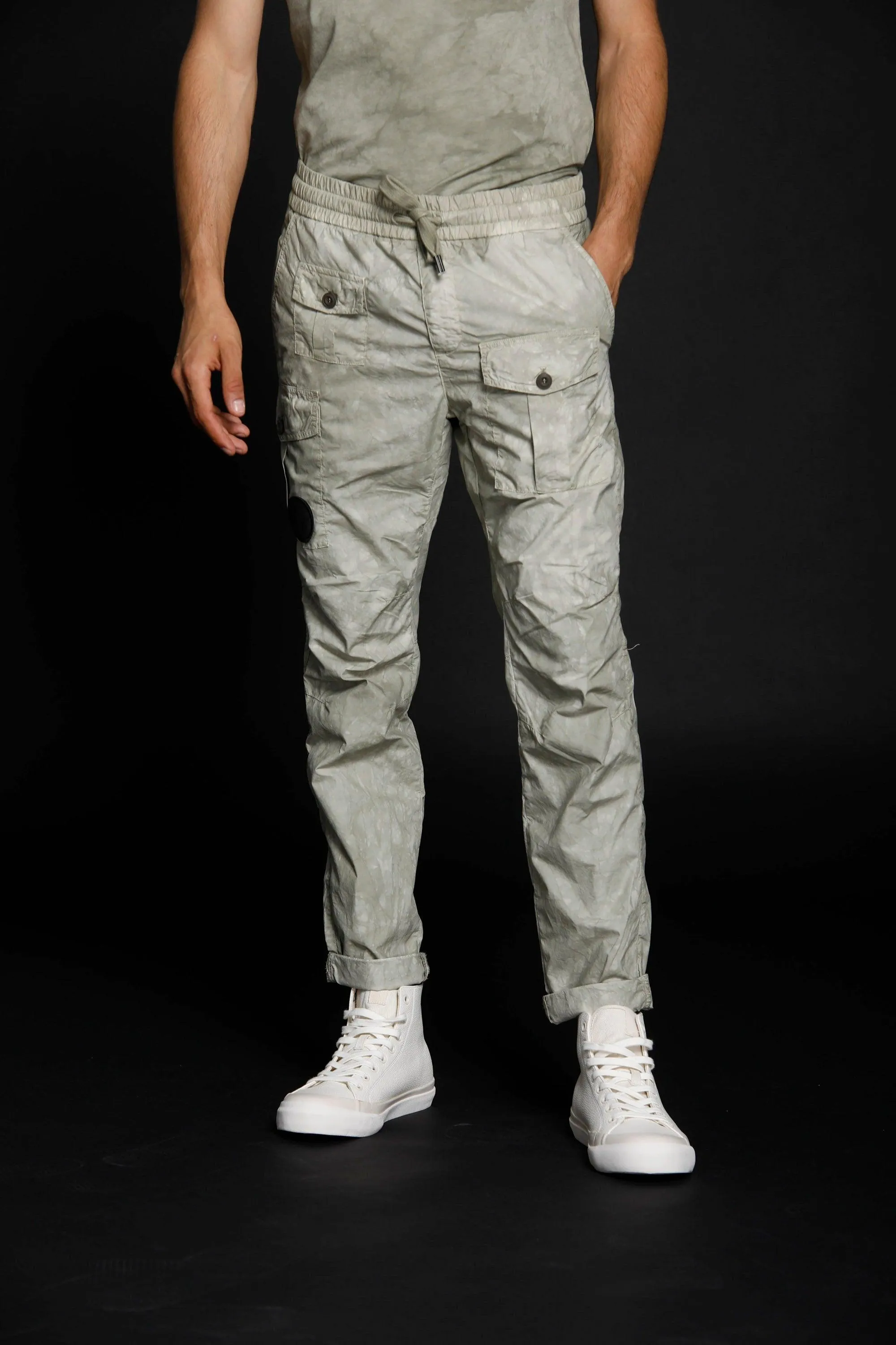 George pantalone cargo uomo in tela paracadute Logo edition carrot fit ①