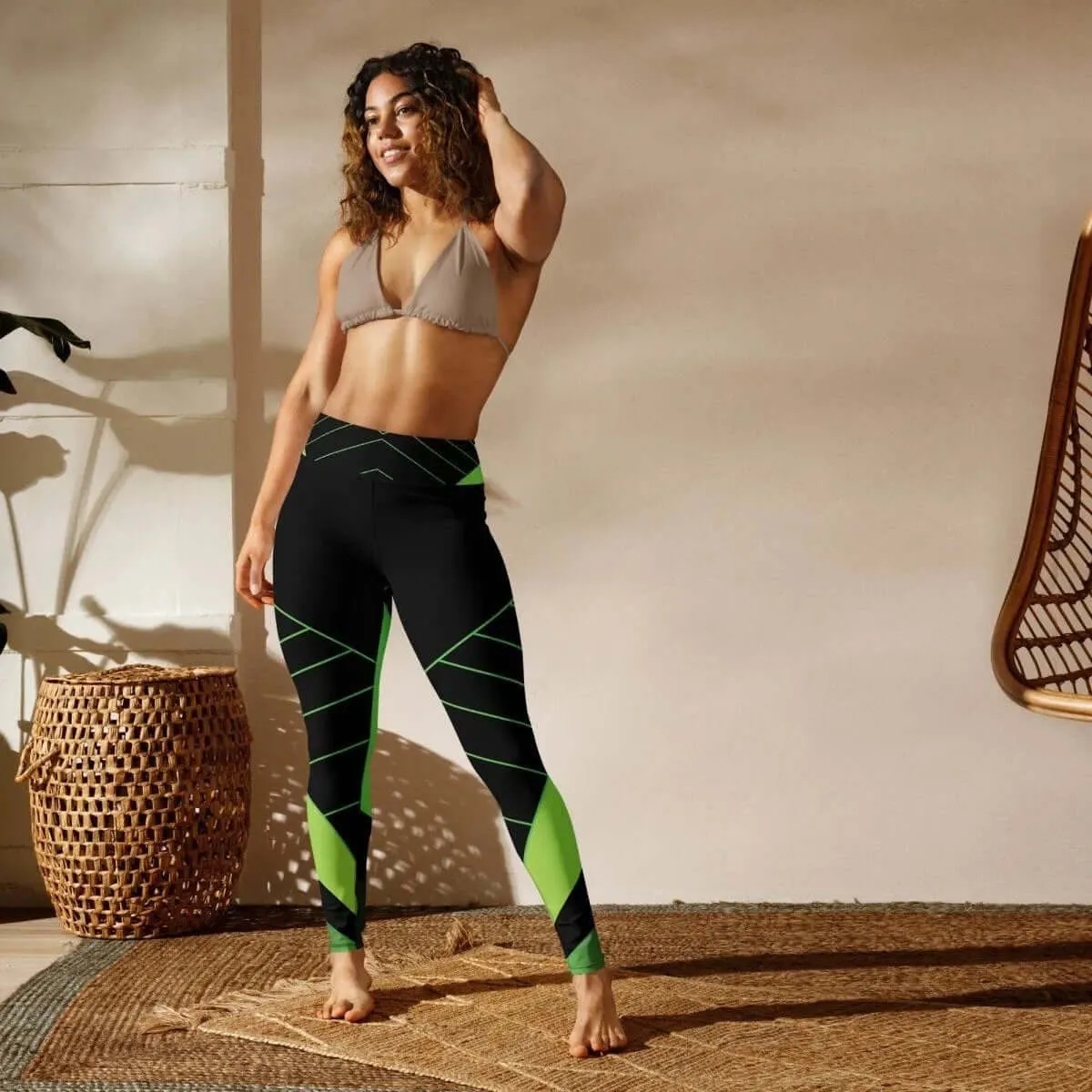 Green Black Yoga Leggings