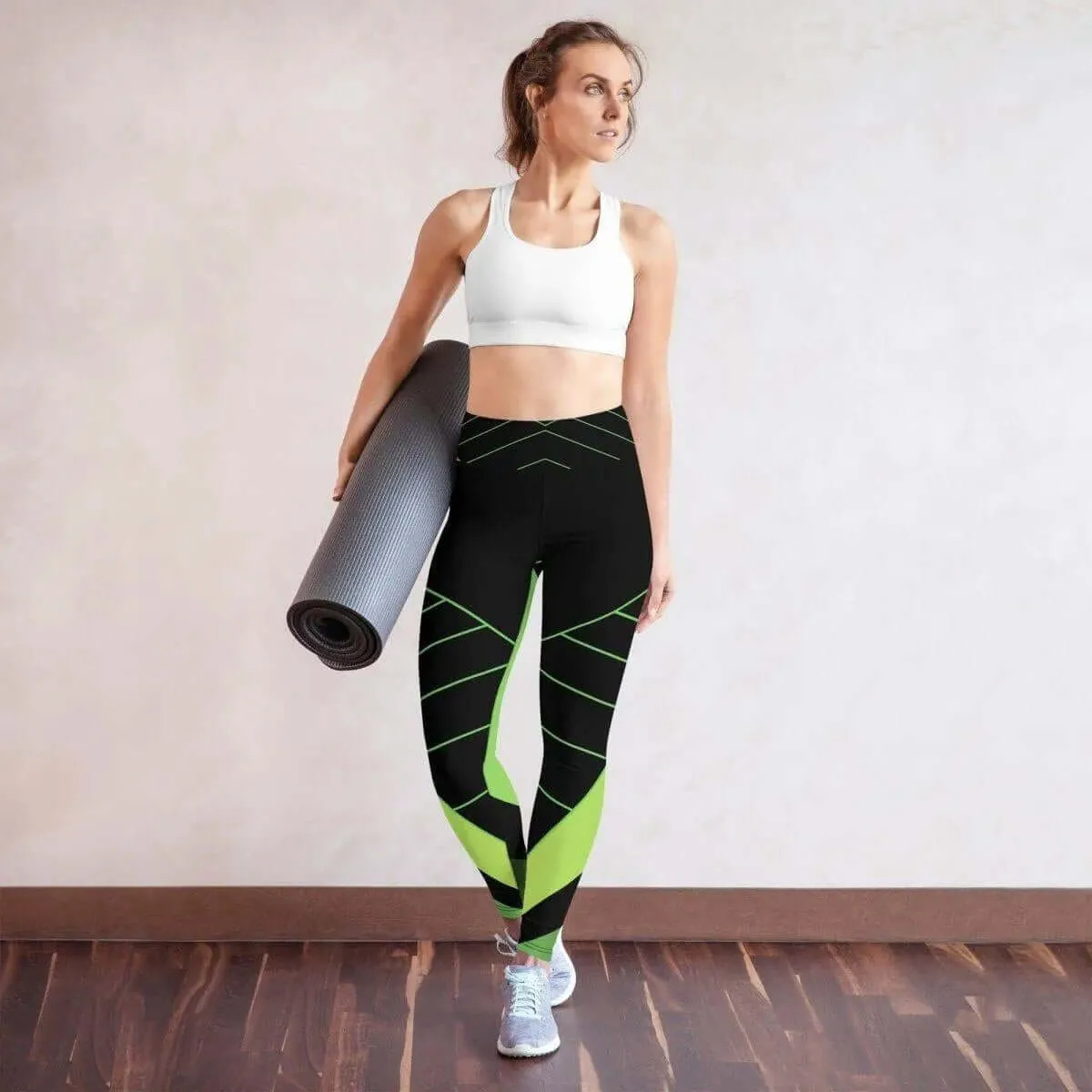 Green Black Yoga Leggings