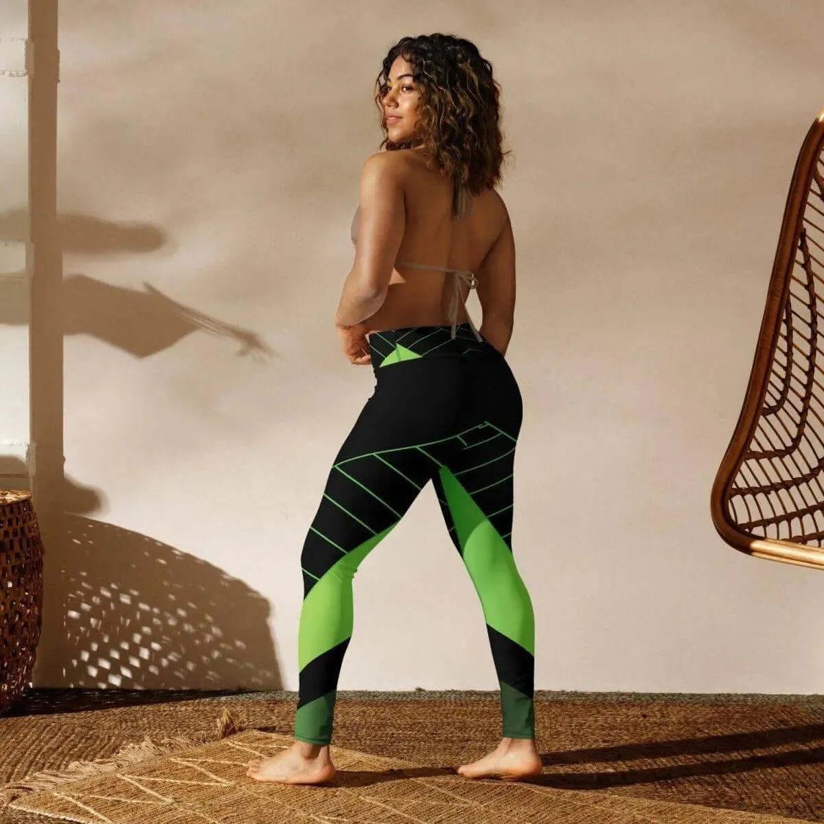 Green Black Yoga Leggings