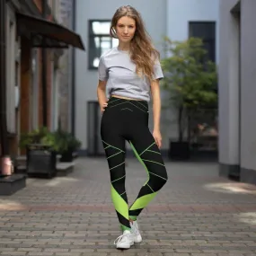 Green Black Yoga Leggings