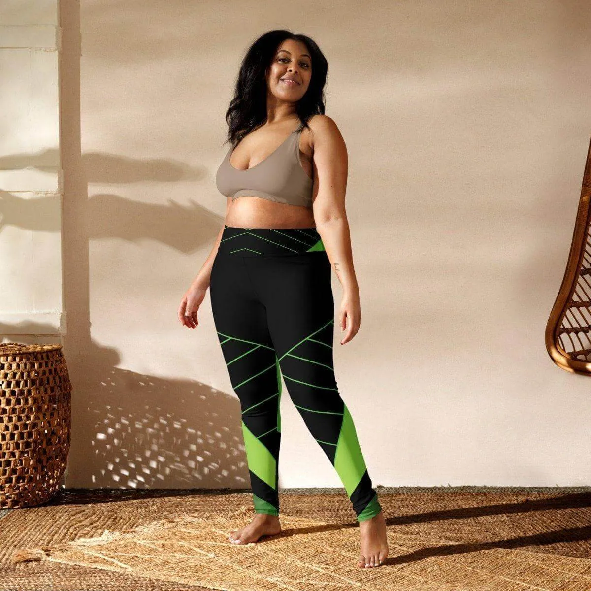 Green Black Yoga Leggings