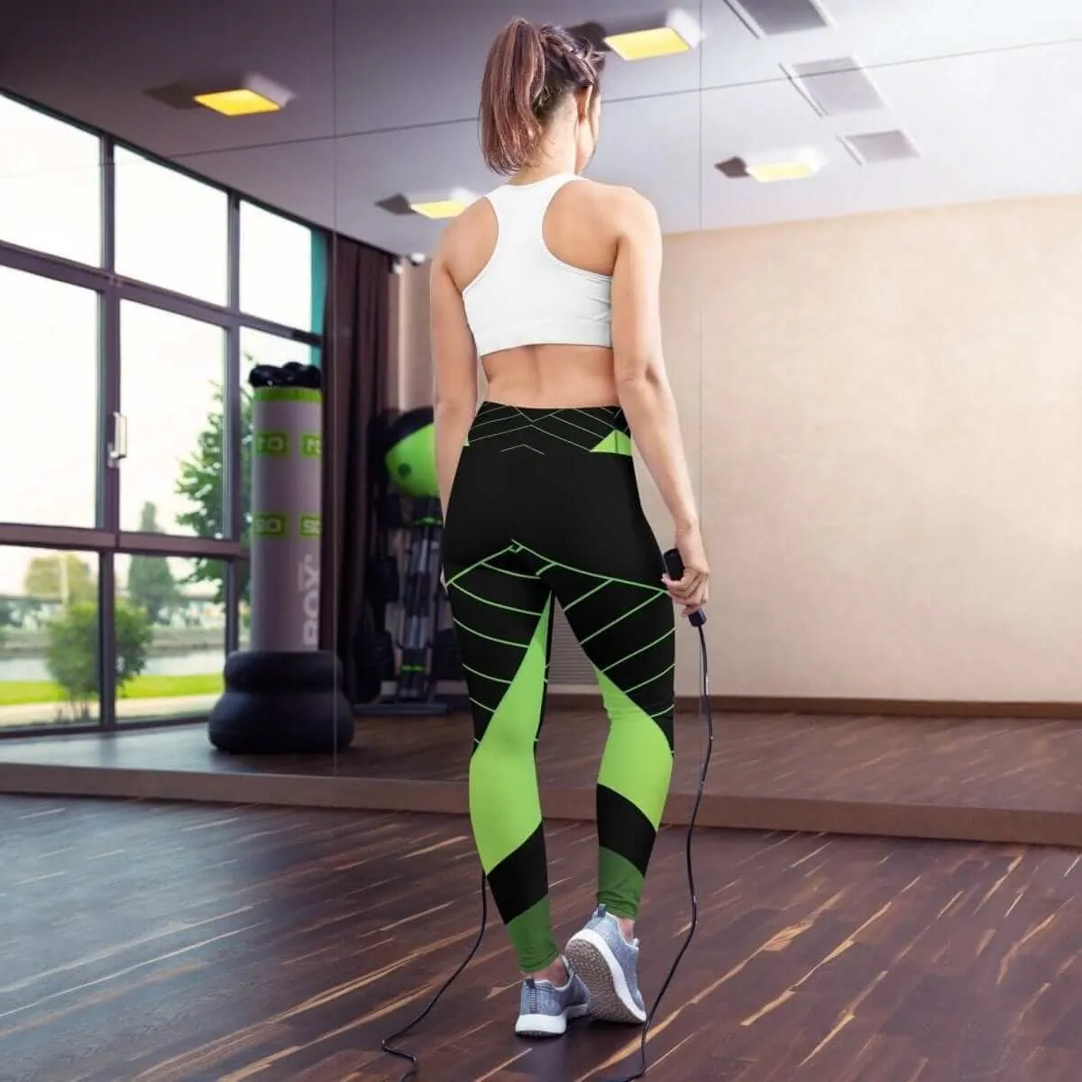 Green Black Yoga Leggings